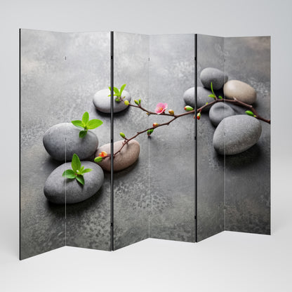 STONES AND BLOSSOMS Biombo de 6 paneles