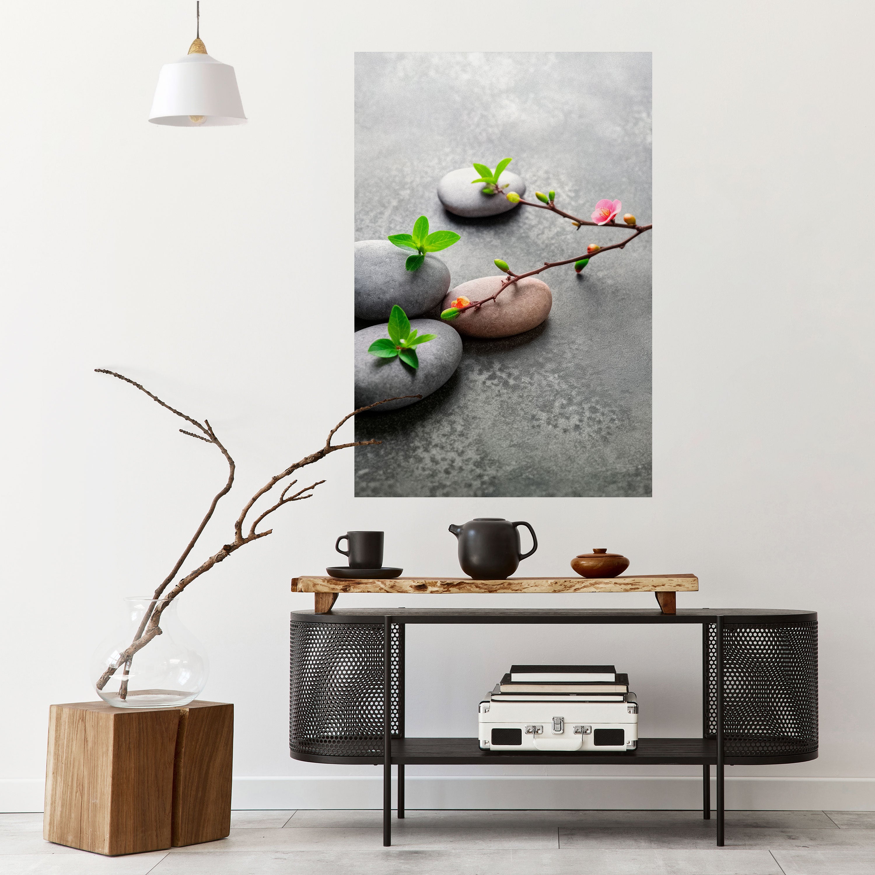 STONES AND BLOSSOMS Peel and Stick Vertical Poster