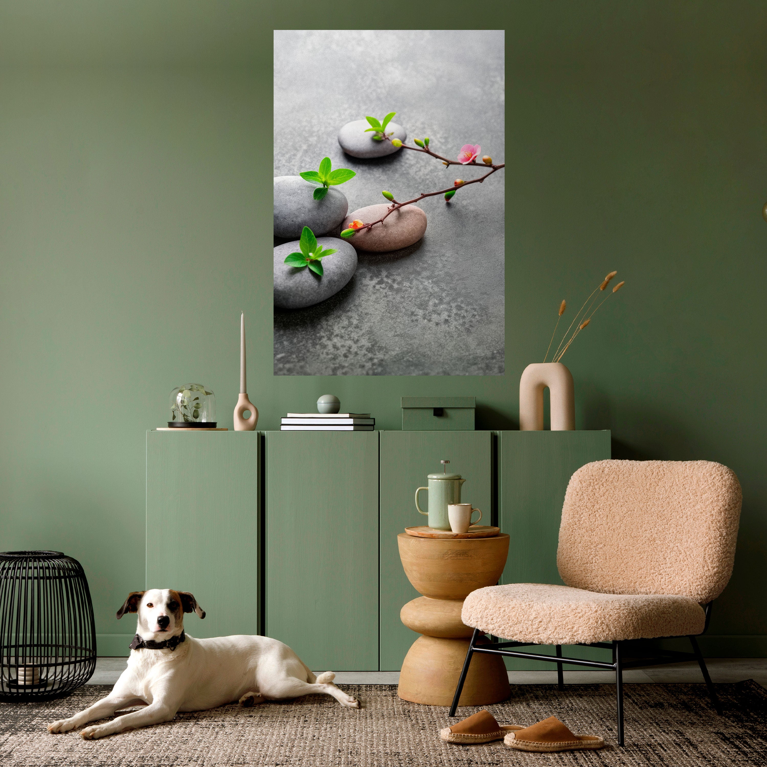 STONES AND BLOSSOMS Peel and Stick Vertical Poster