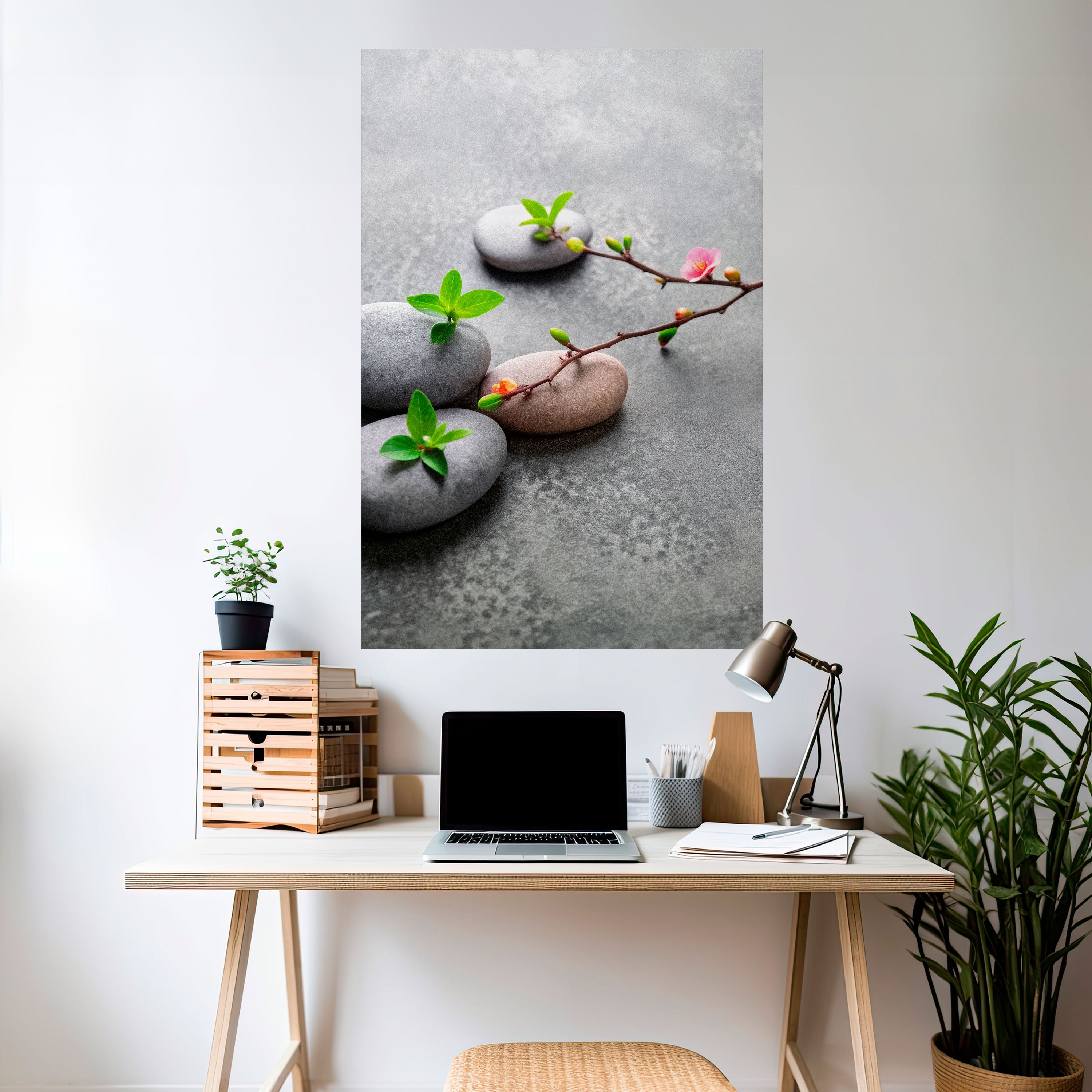 STONES AND BLOSSOMS Peel and Stick Vertical Poster