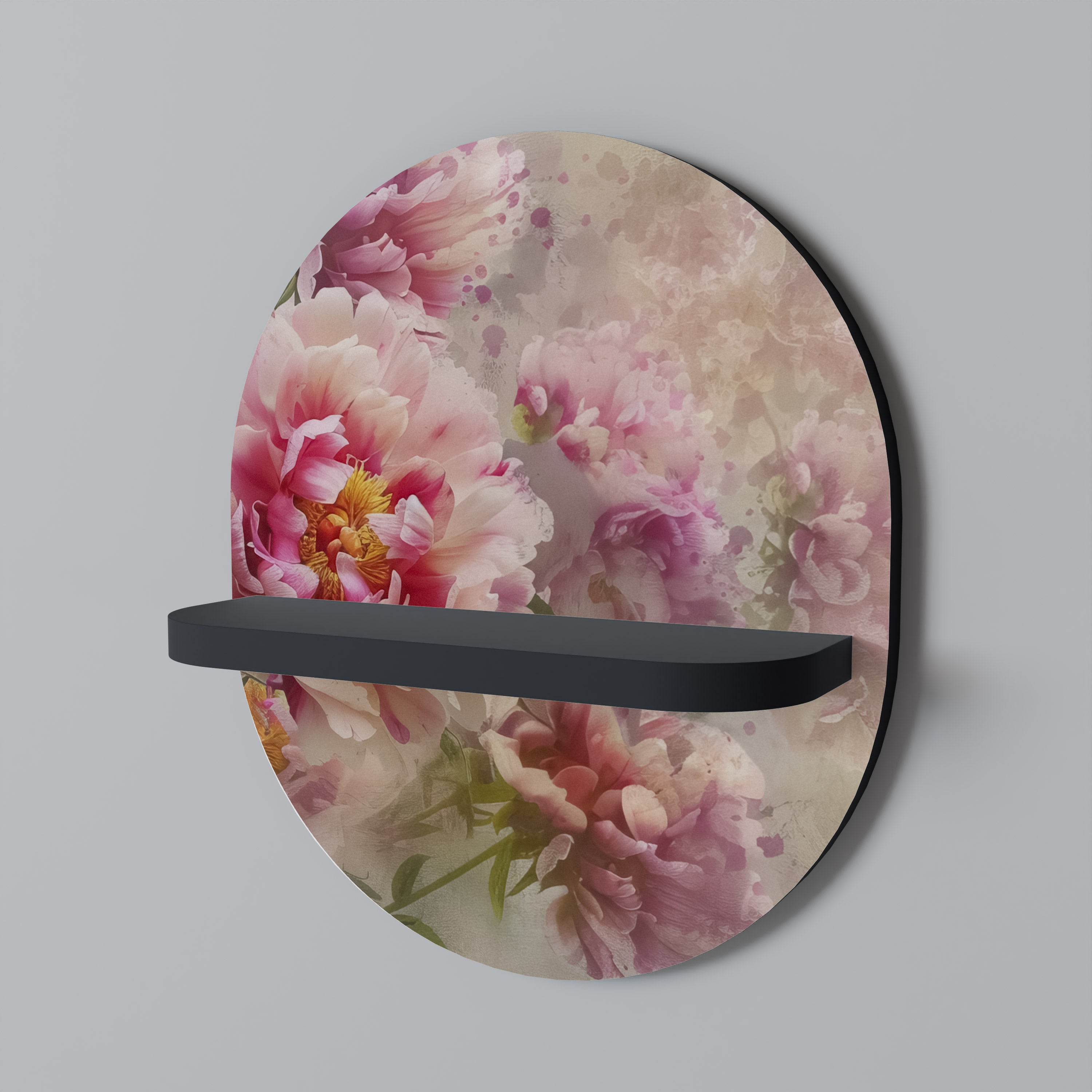 Estantería de arte ovalada PEONY WHISPER con acabado negro