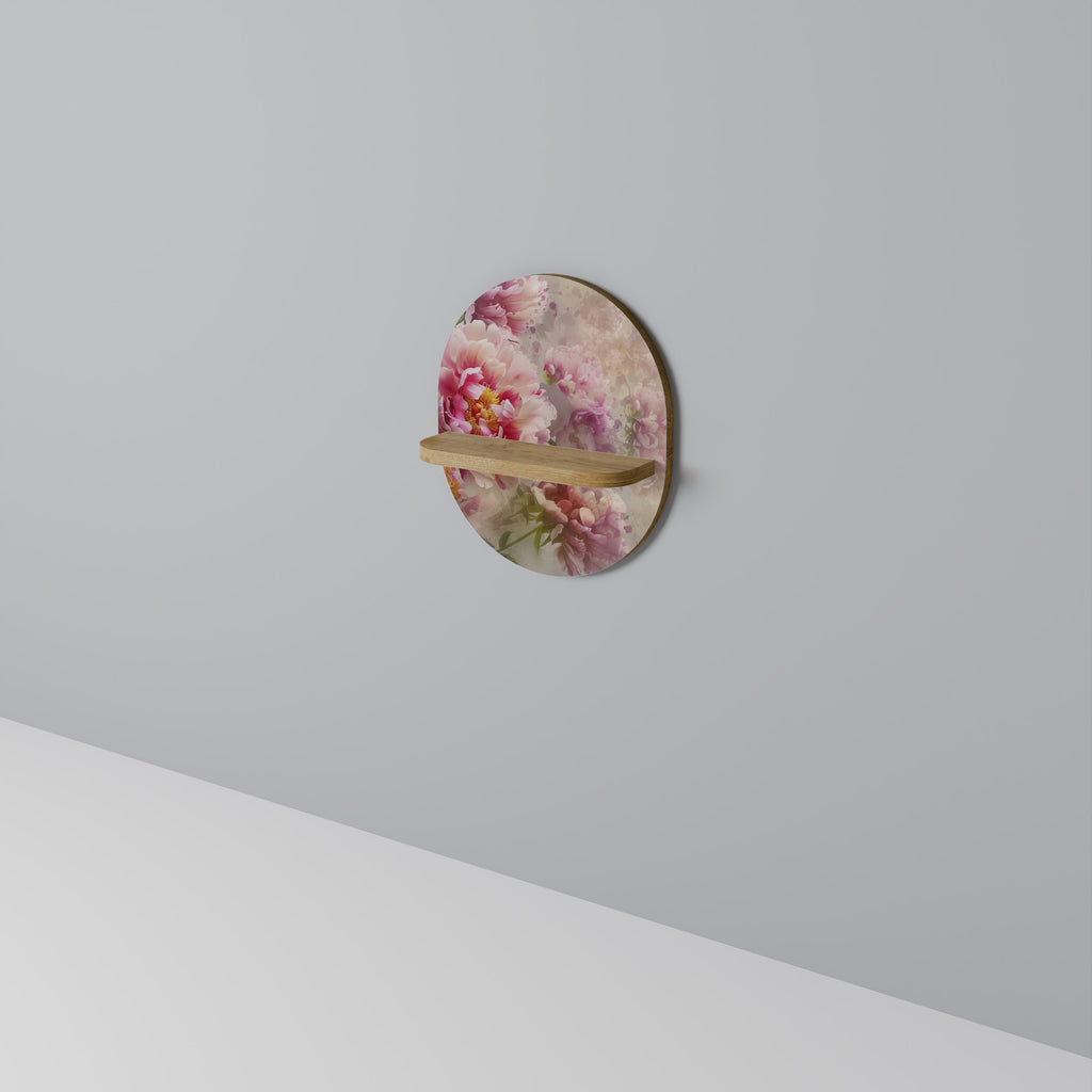 PEONY WHISPER Oval Art Shelf In Oak Effect