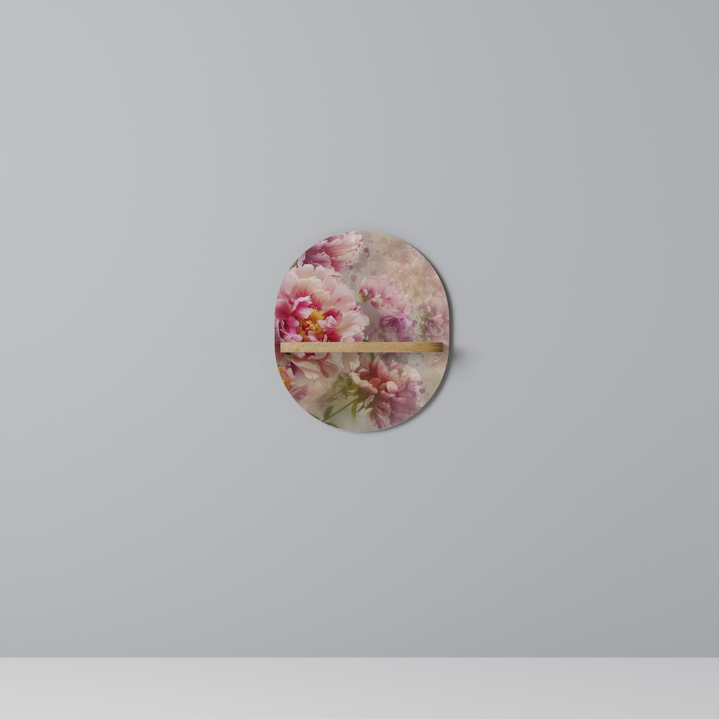 Estantería de arte ovalada PEONY WHISPER con efecto roble