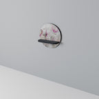 PEONY WHISPER Round Art Shelf In Black Finish