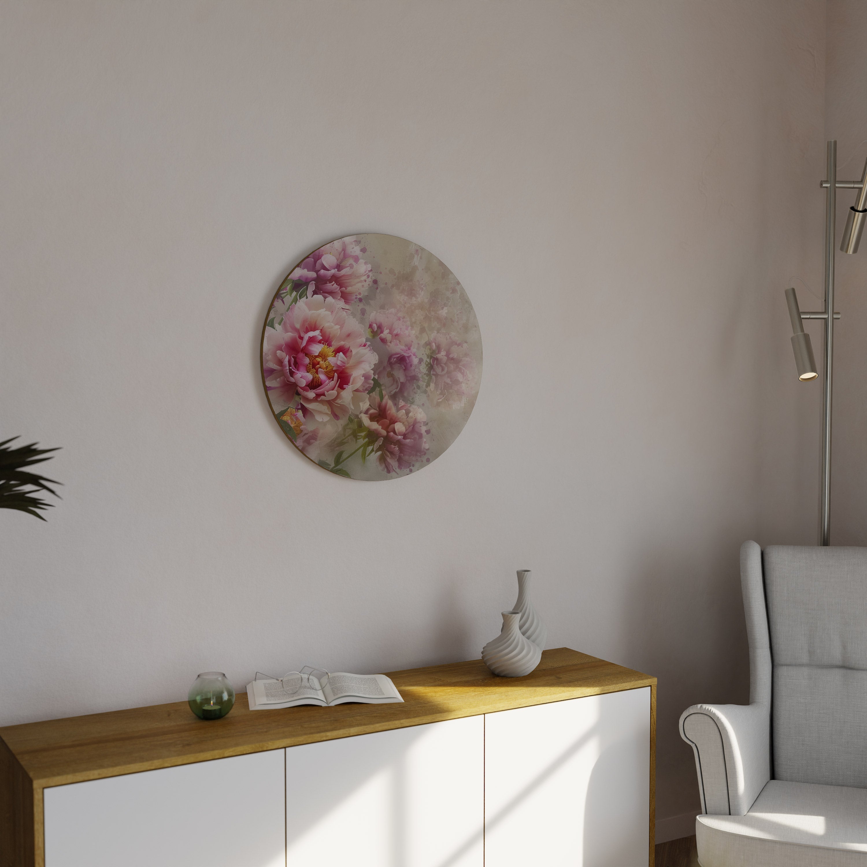 Arte de pared redondo PEONY WHISPER