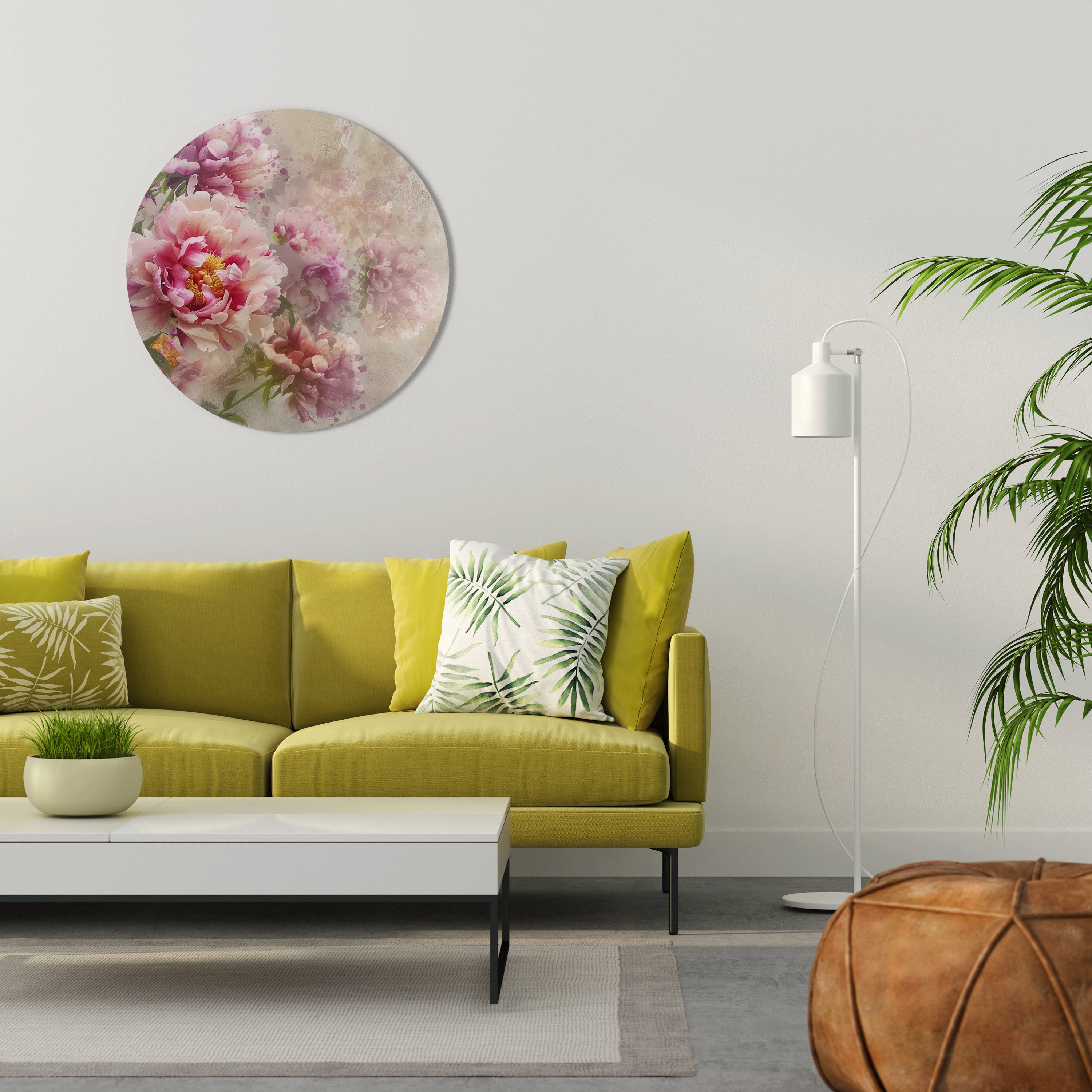 Arte de pared redondo PEONY WHISPER