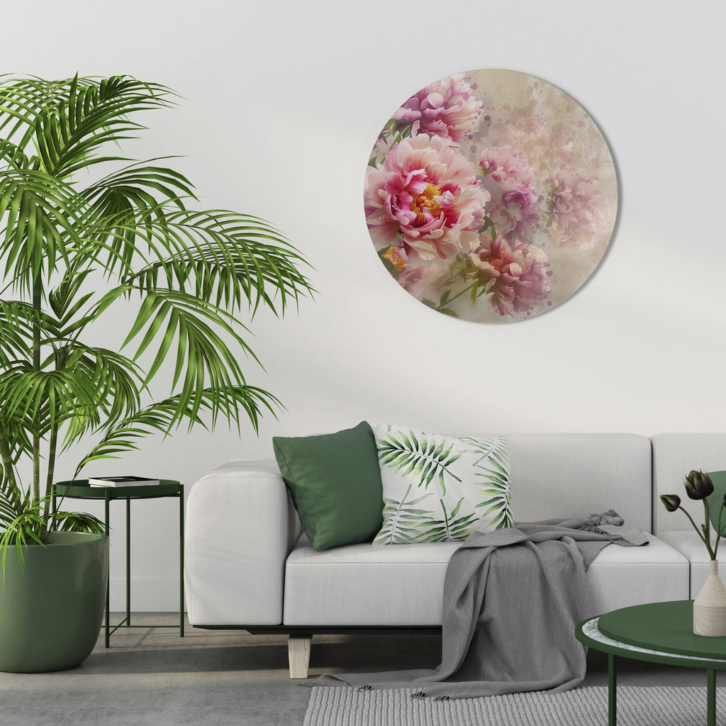 Arte de pared redondo PEONY WHISPER