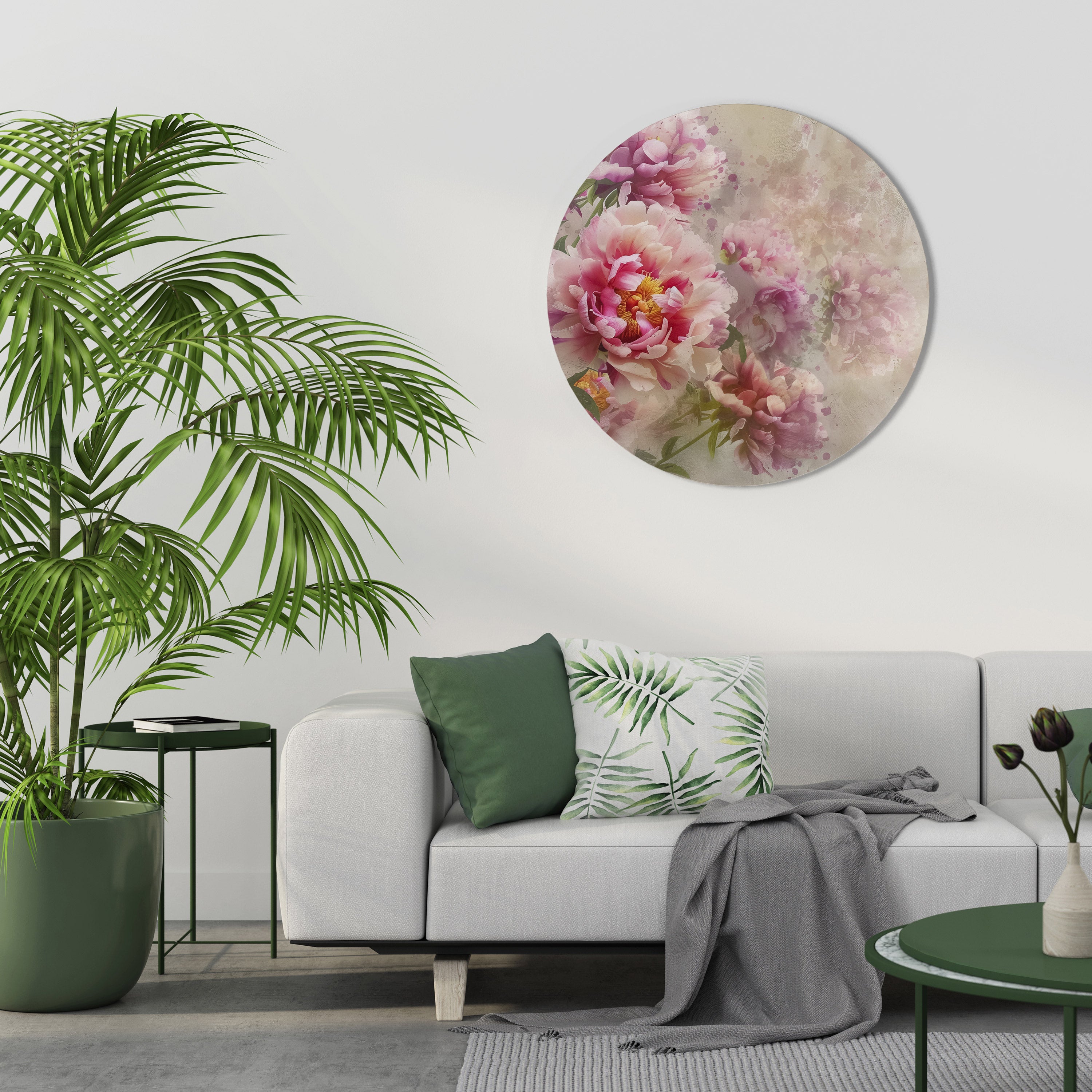 Arte de pared redondo PEONY WHISPER