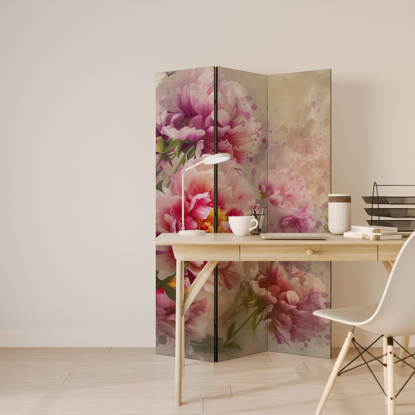 PEONY WHISPER Biombo de 3 paneles