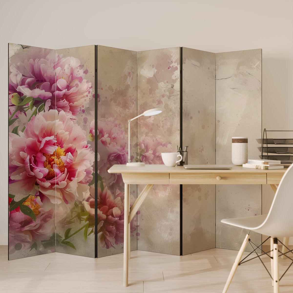 PEONY WHISPER Biombo de 6 paneles
