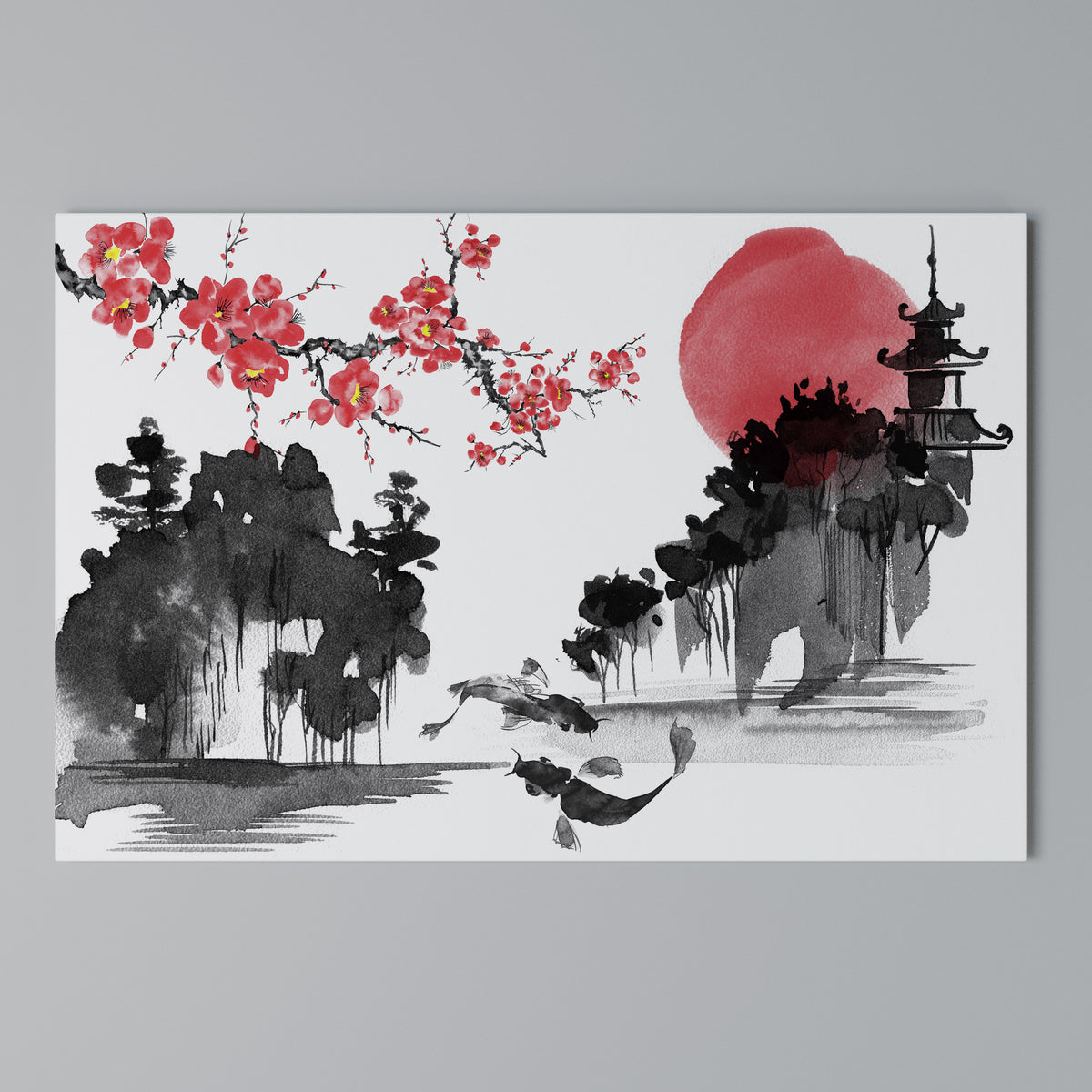 CHERRY SHADOWS Cuadro en lienzo horizontal