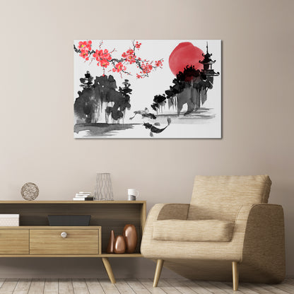 CHERRY SHADOWS Cuadro en lienzo horizontal