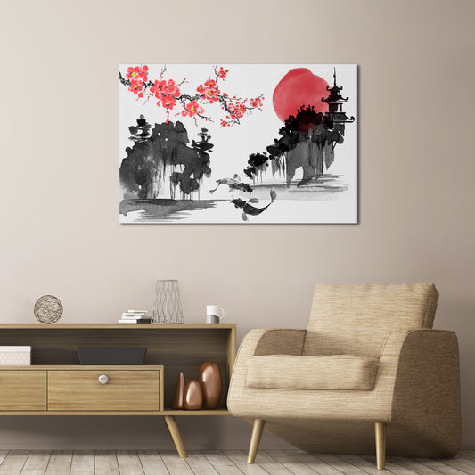 CHERRY SHADOWS Cuadro en lienzo horizontal