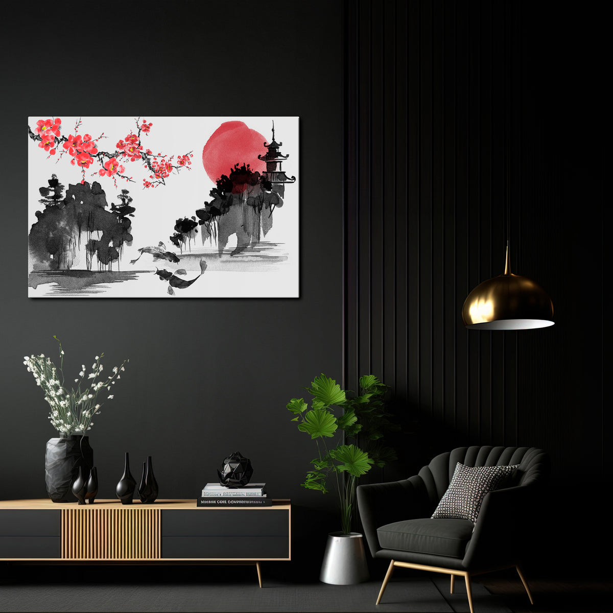 CHERRY SHADOWS Cuadro en lienzo horizontal