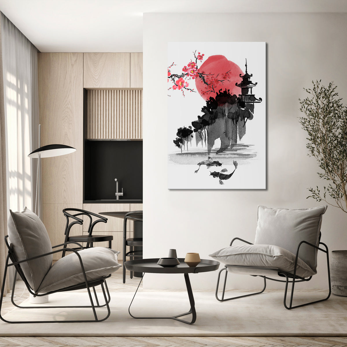 CHERRY SHADOWS Cuadro en lienzo vertical