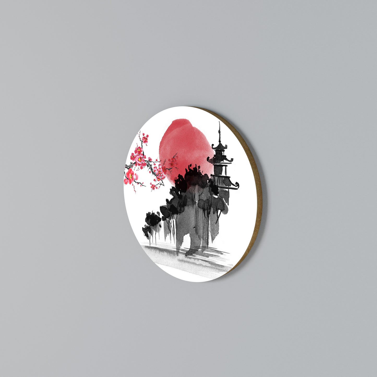 CHERRY SHADOWS Arte de pared redondo