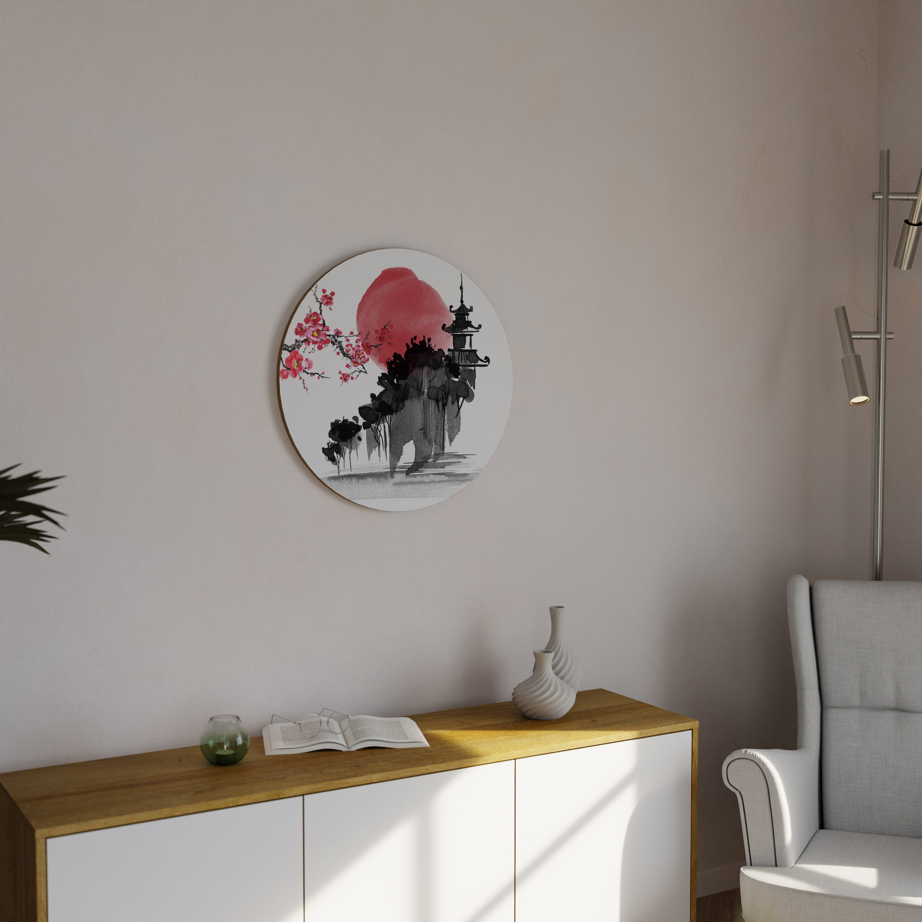 Arte de pared redondo CHERRY SHADOWS