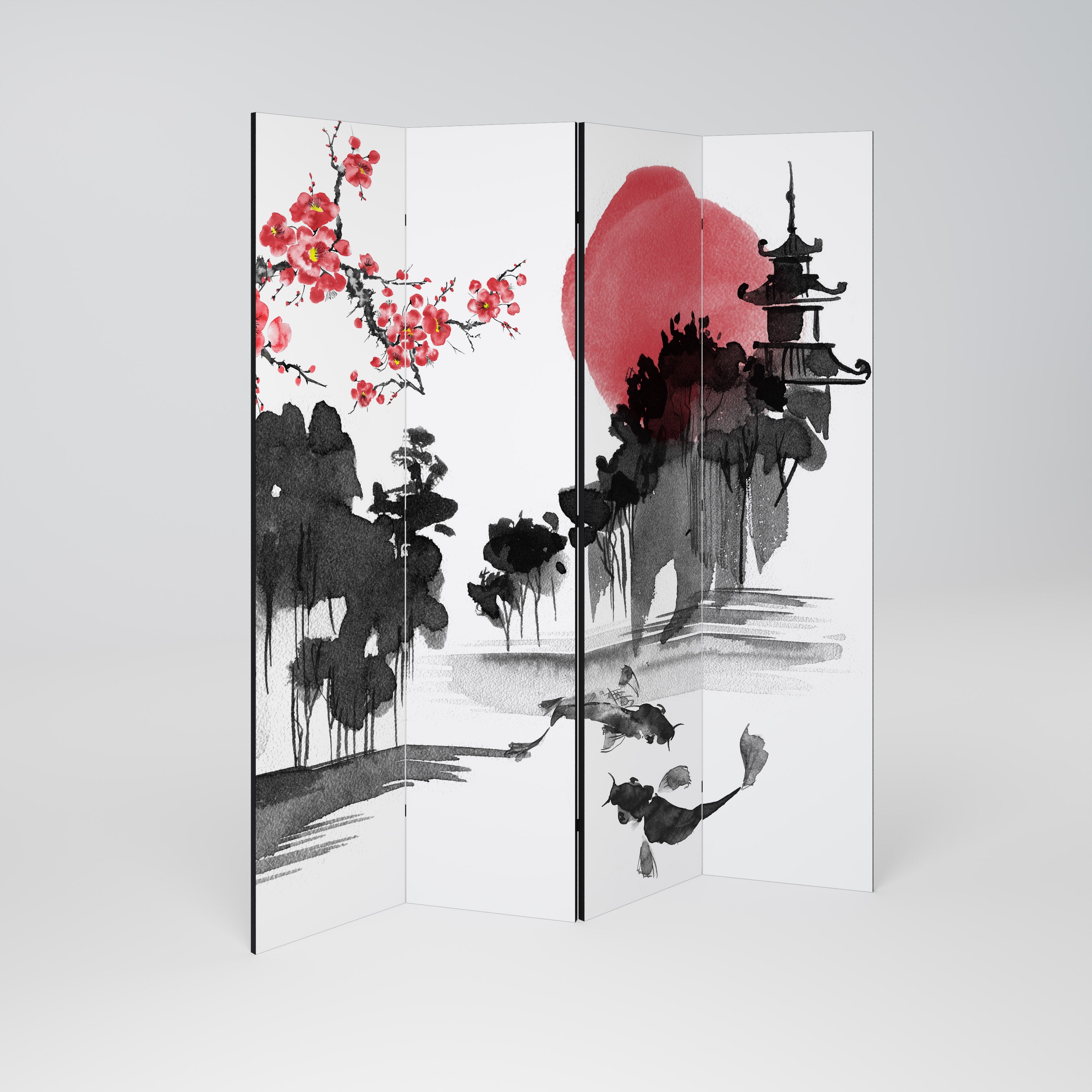 CHERRY SHADOWS Biombo de 4 paneles