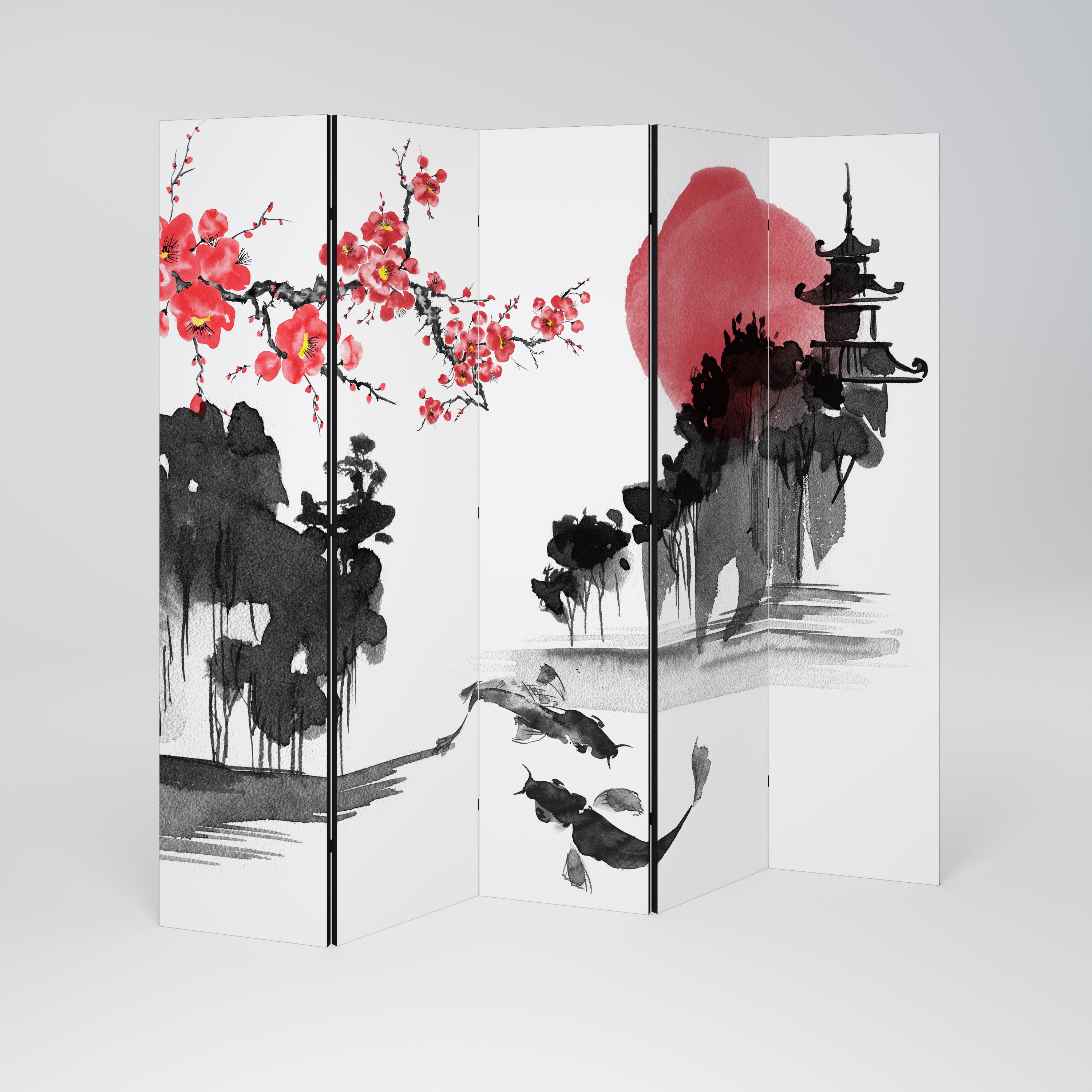 CHERRY SHADOWS 5-Panel Room Divider