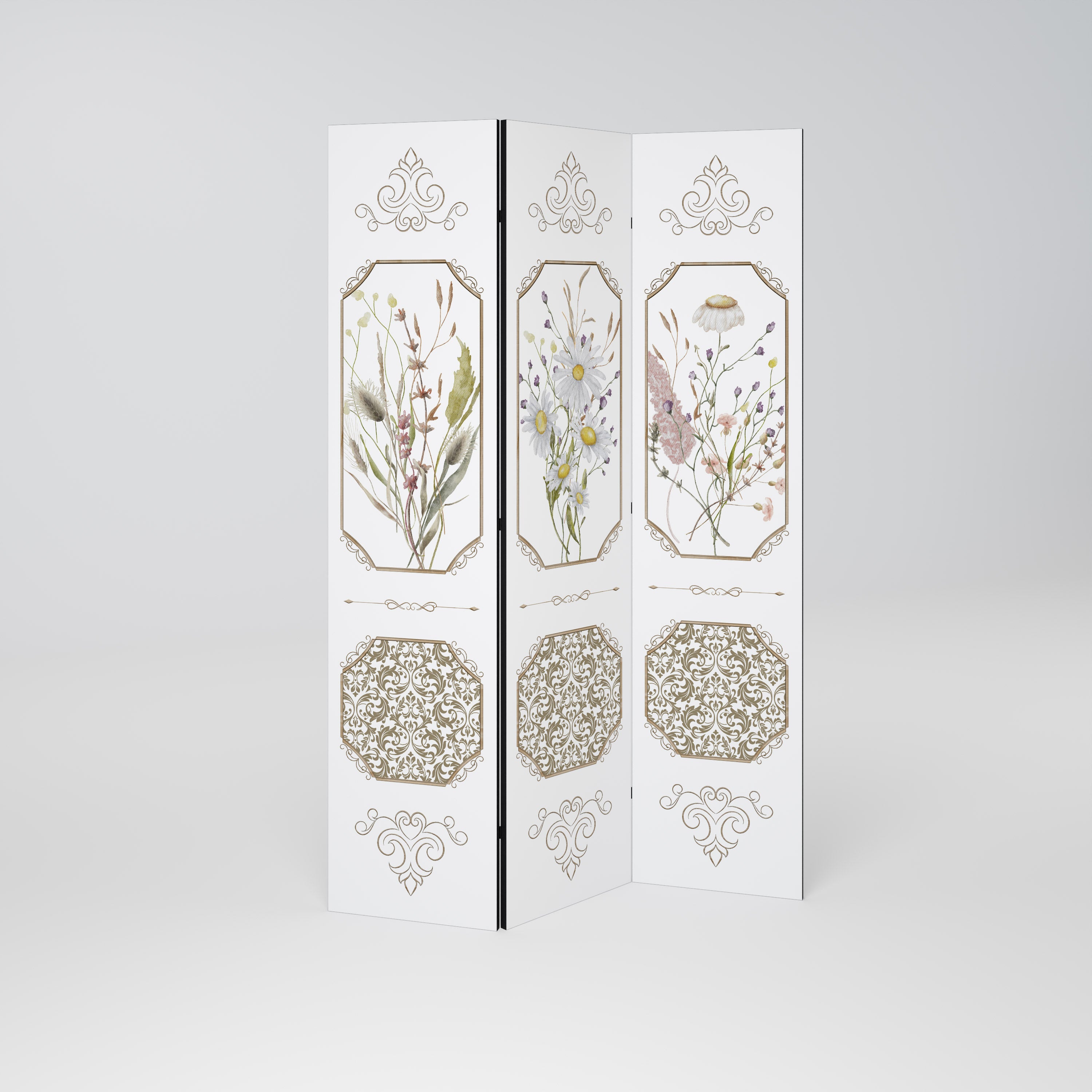 ELEGANT BOTANICAL TAPESTRY Biombo de 3 paneles