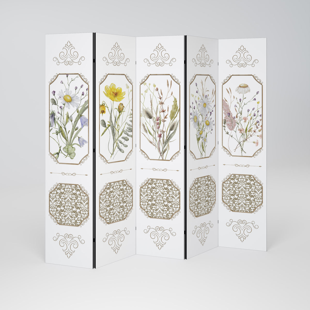 ELEGANT BOTANICAL TAPESTRY Biombo de 5 paneles