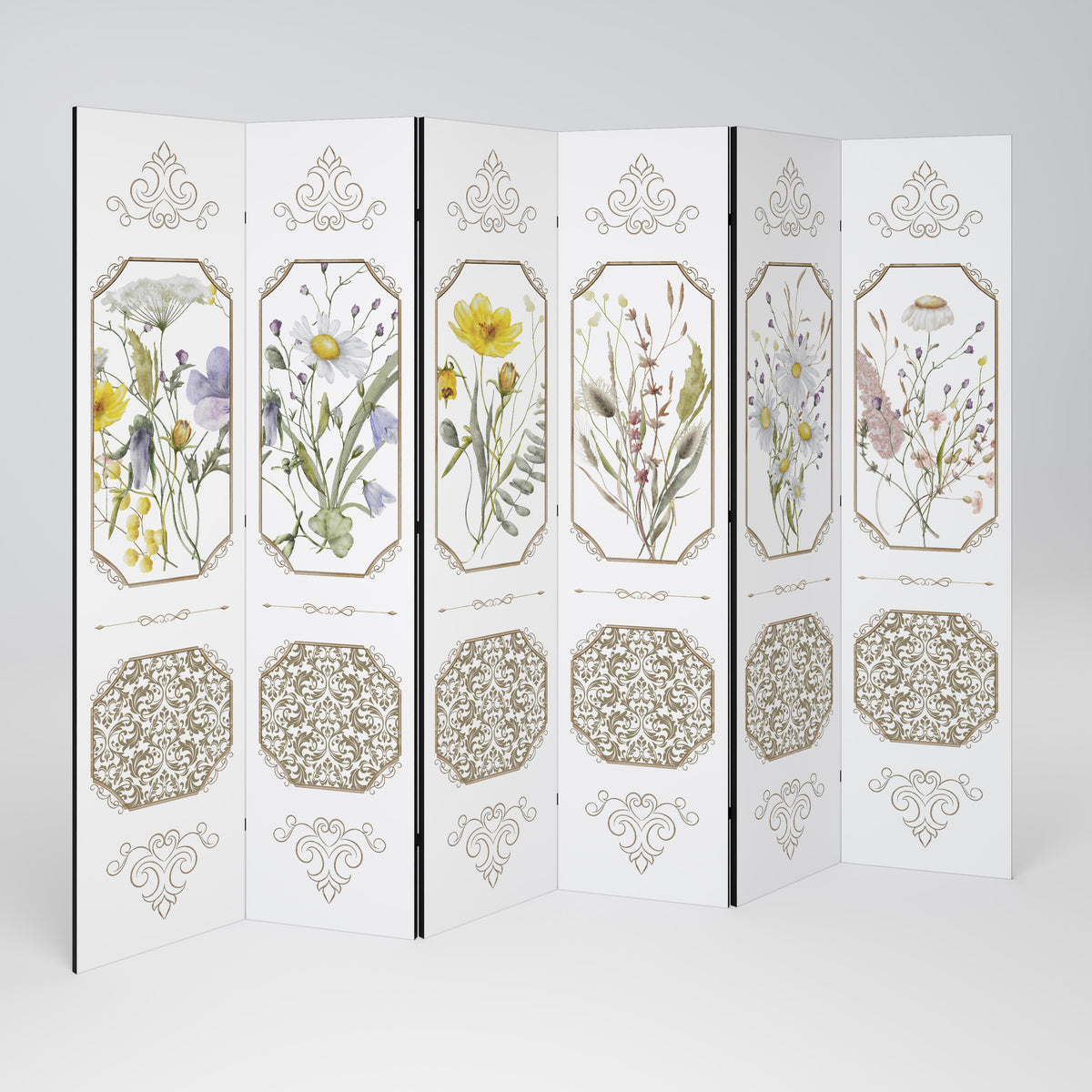 ELEGANT BOTANICAL TAPESTRY Biombo de 6 paneles