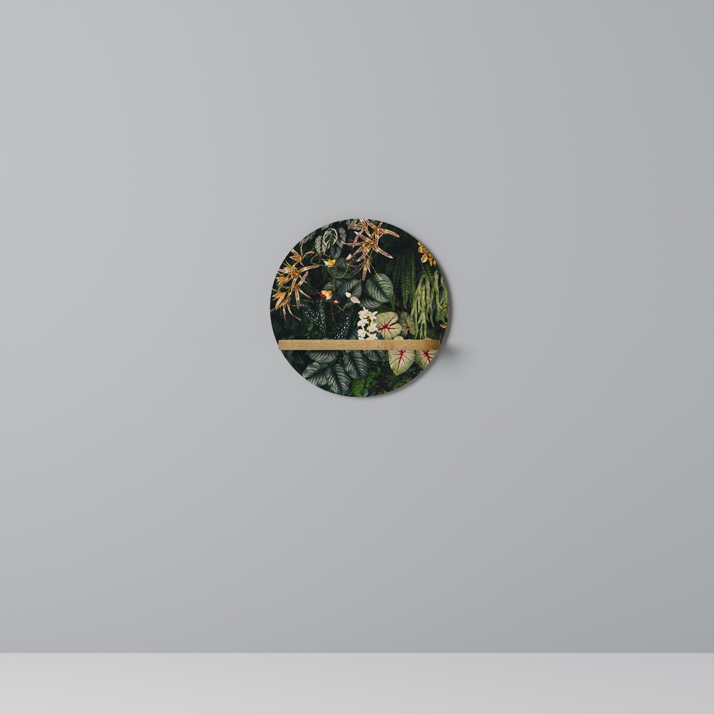 SILENT WILDERNESS Round Art Shelf In Oak Effect