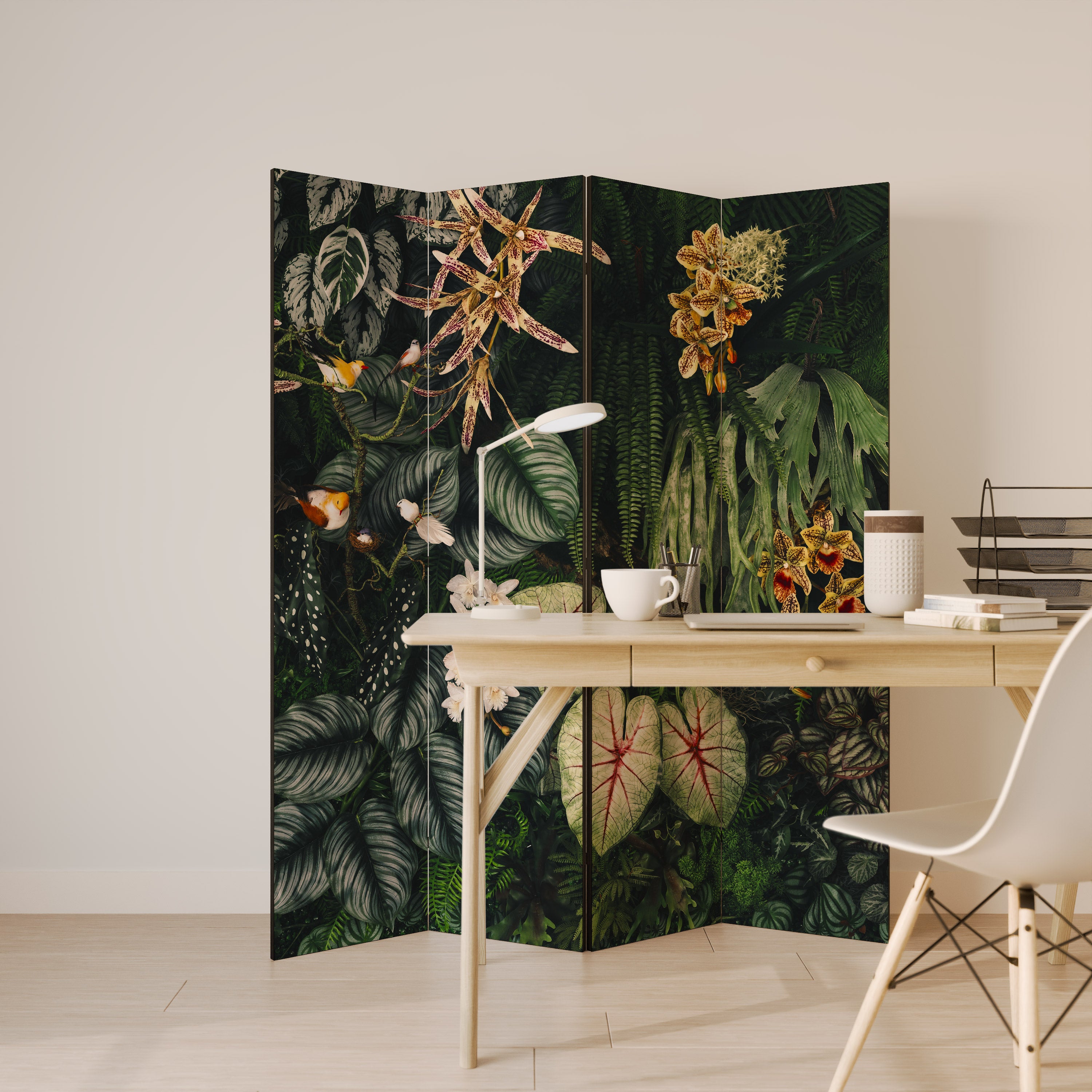 SILENT WILDERNESS Biombo de 4 paneles