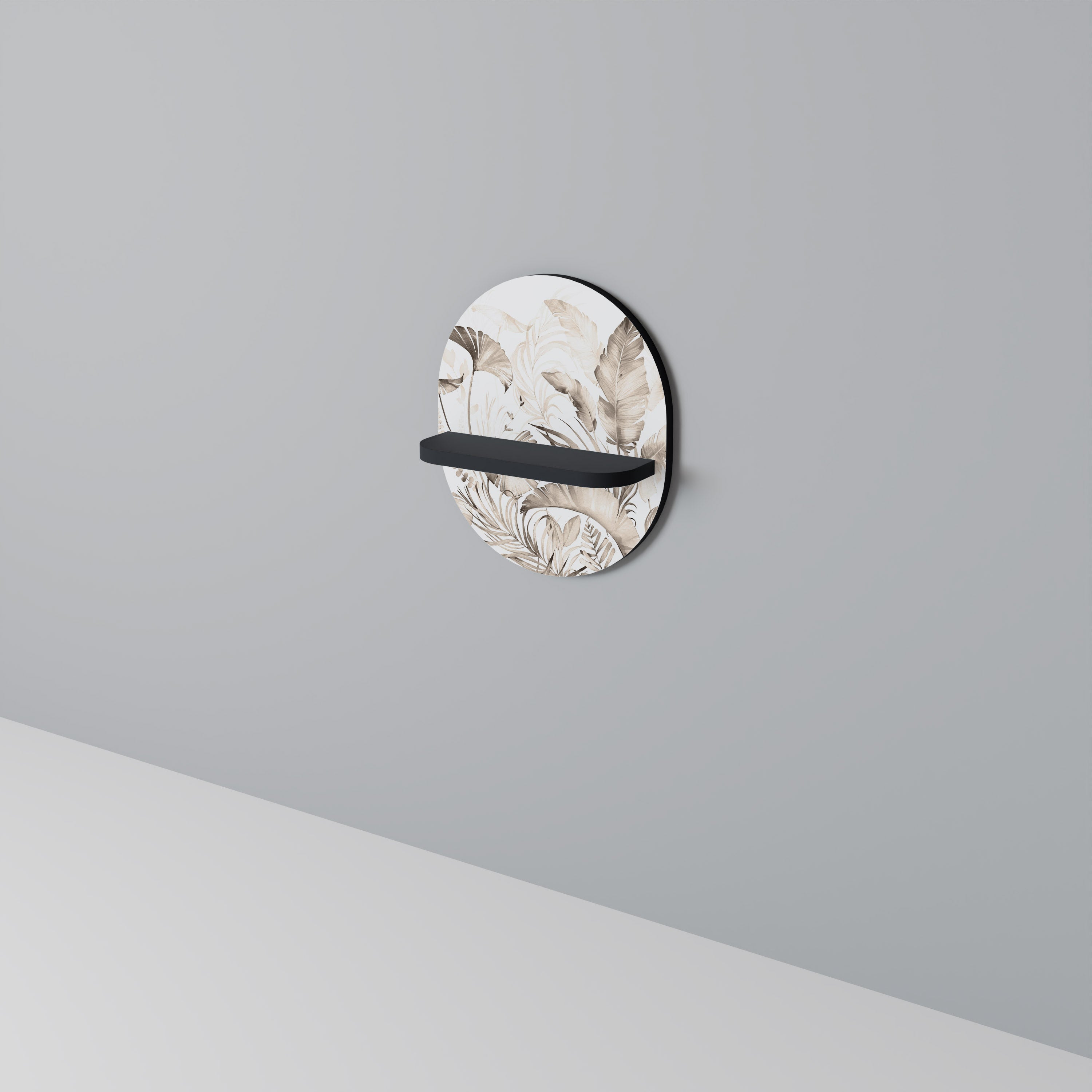 GRACEFUL DAYS Oval Art Shelf In Black Finish