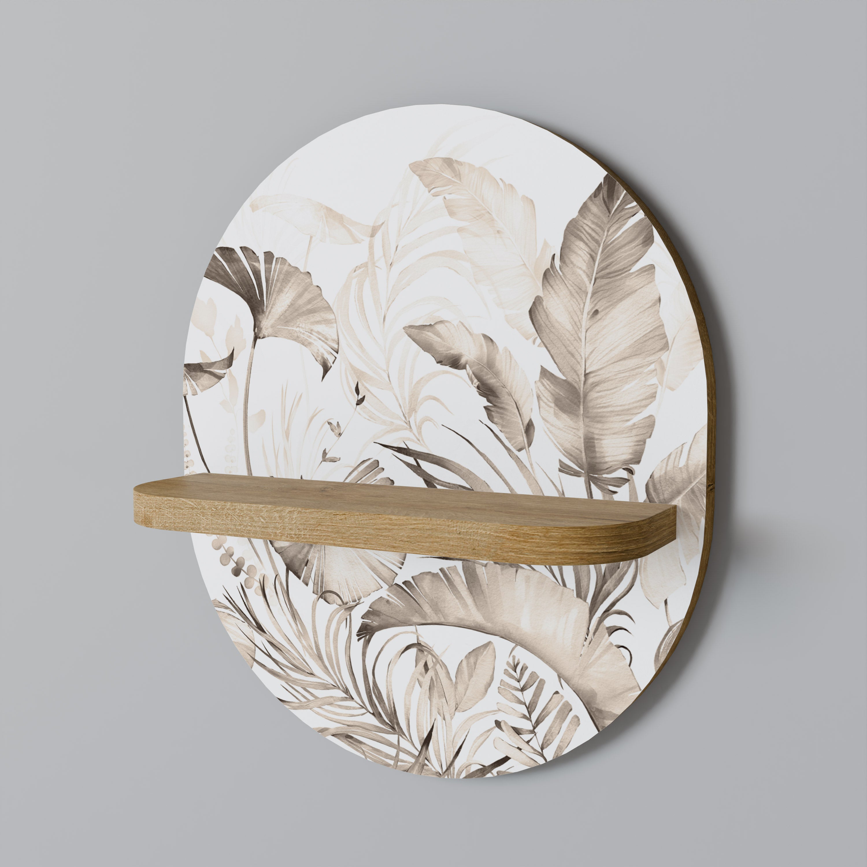GRACEFUL DAYS Oval Art Shelf In Oak Effect