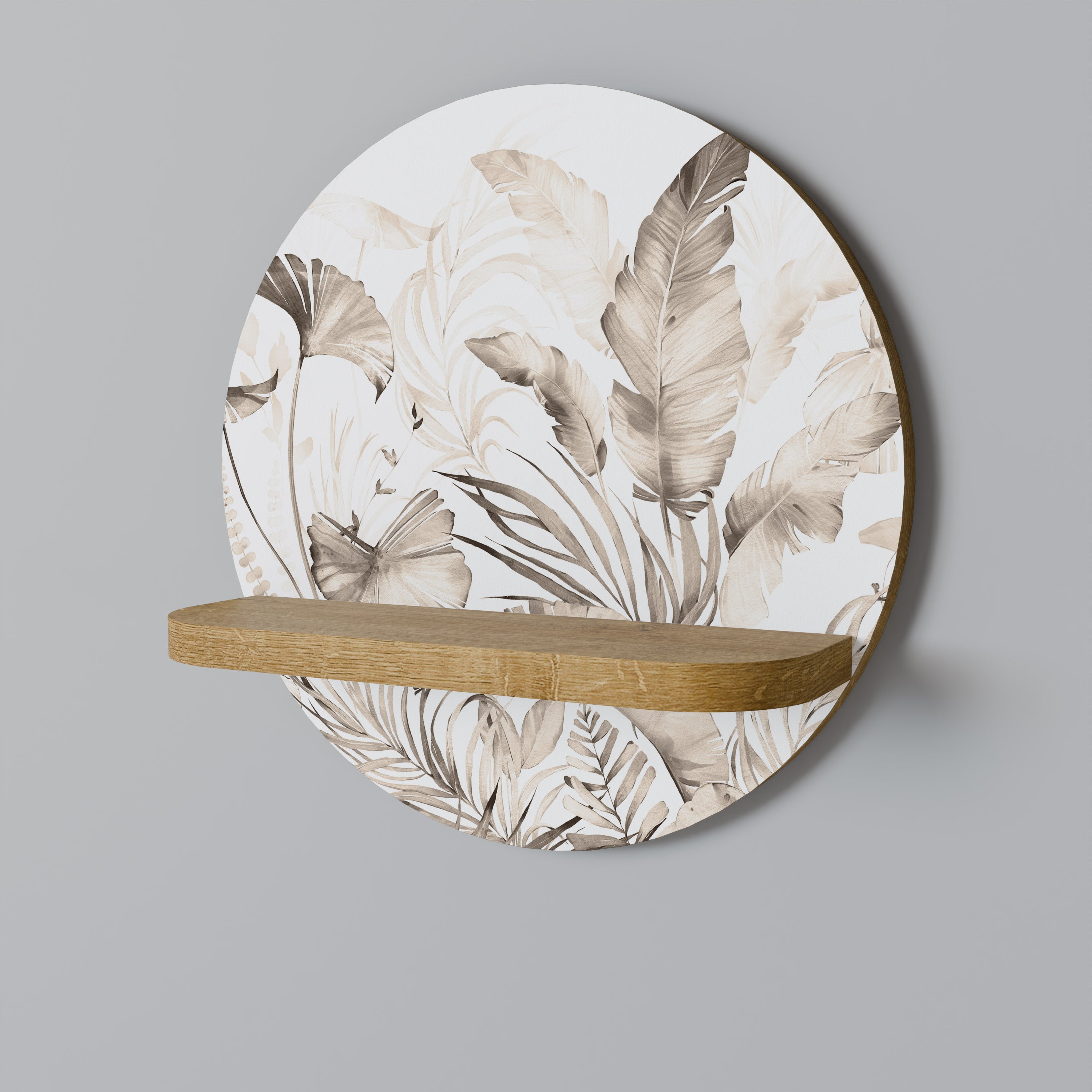 GRACEFUL DAYS Round Art Shelf In Oak Effect
