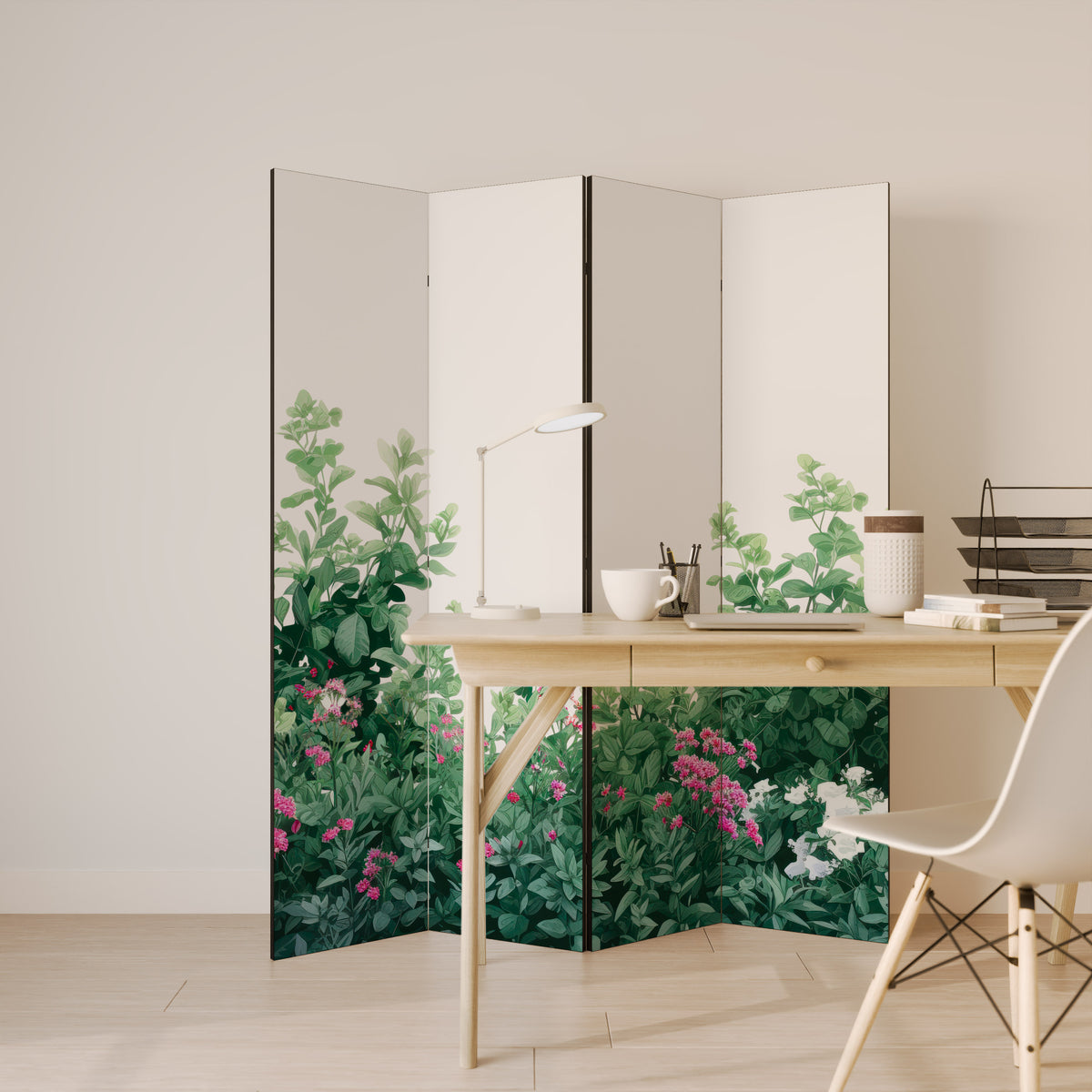 FLORAL SERENITY BARRIER Biombo de 4 paneles