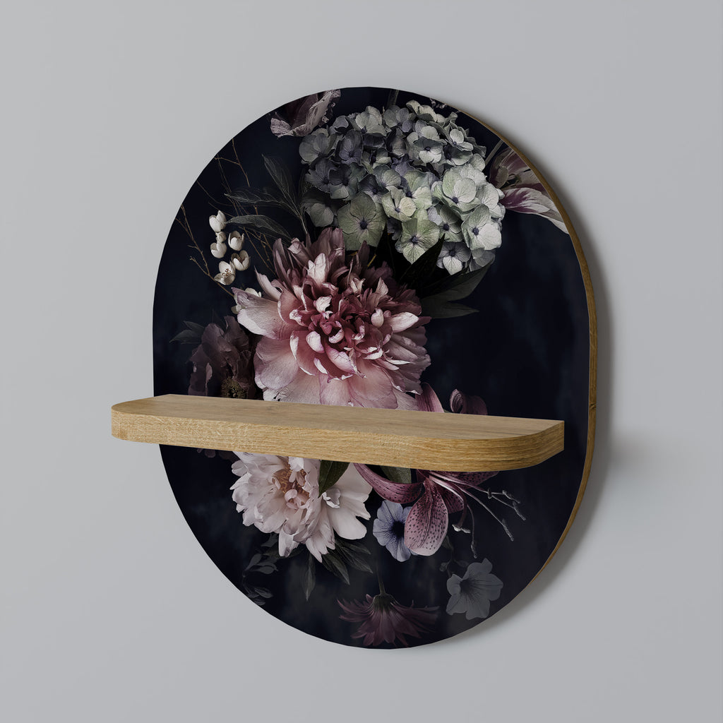 PURE BLOSSOM Oval Art Shelf In Oak Effect