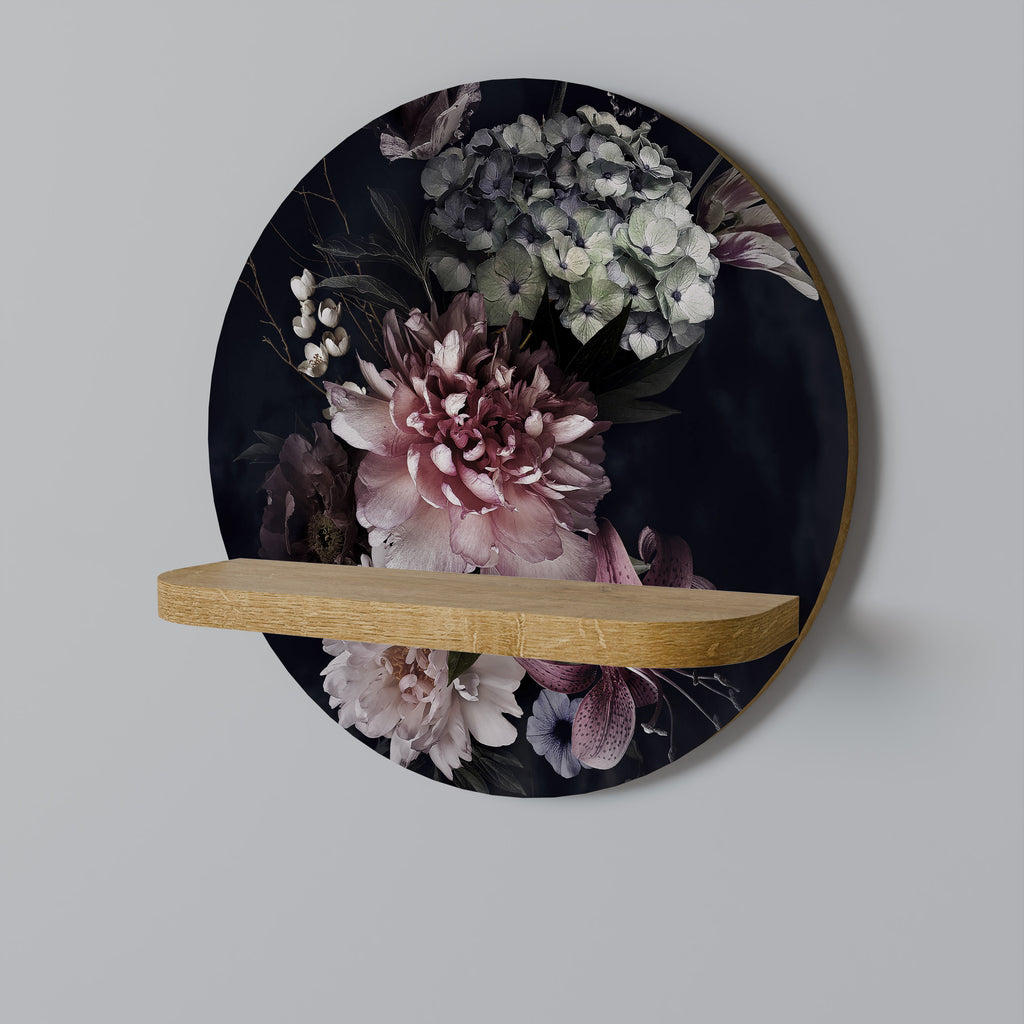 PURE BLOSSOM Round Art Shelf In Oak Effect