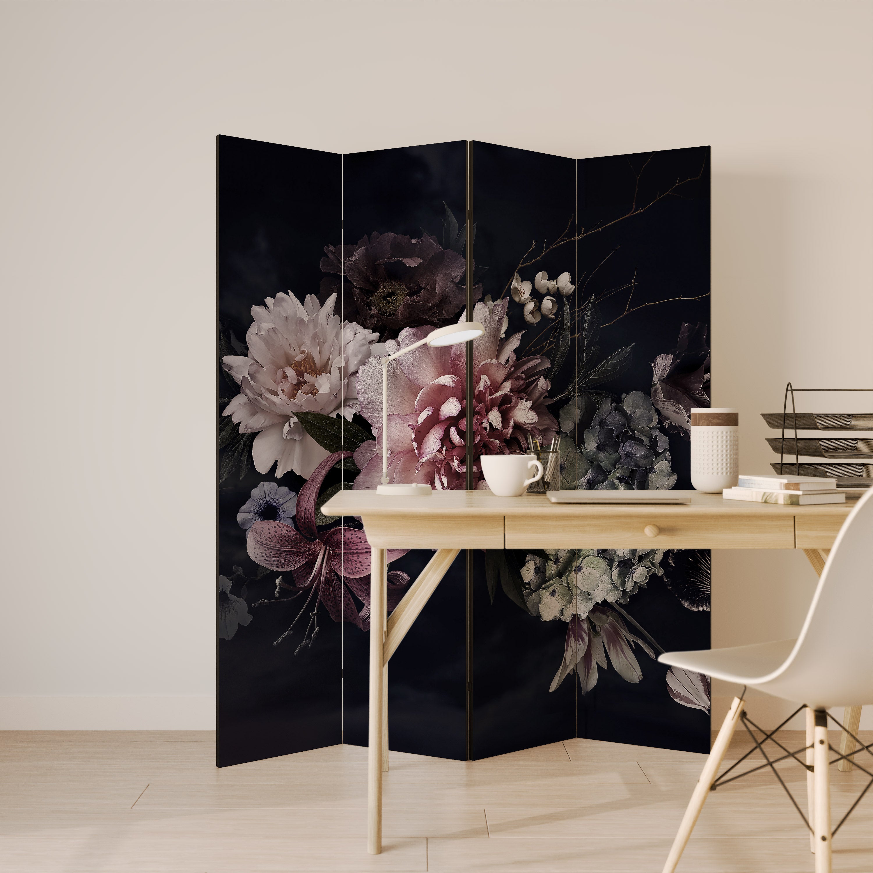 PURE BLOSSOM Decorative 4-Panel Room Divider