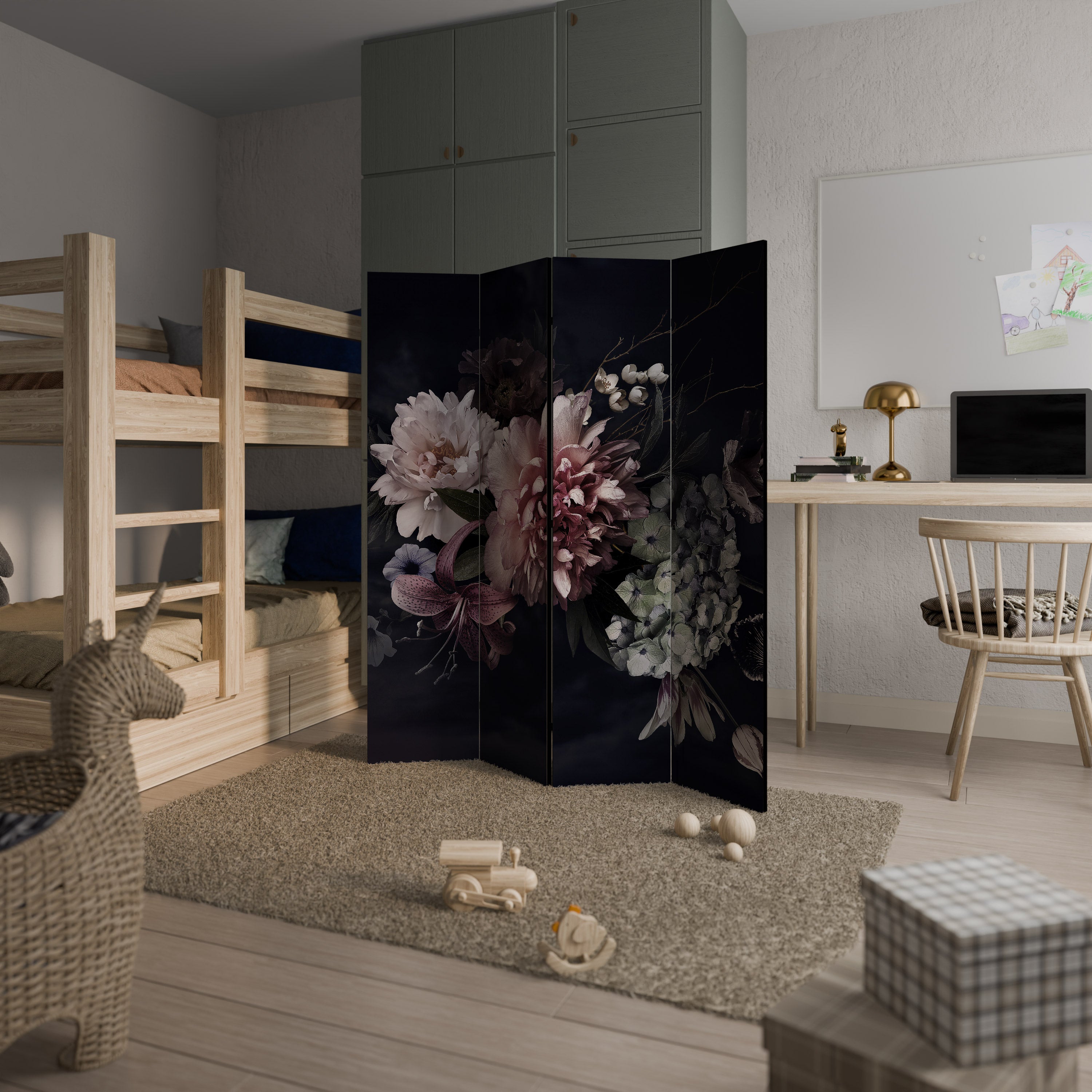 PURE BLOSSOM Decorative 4-Panel Room Divider