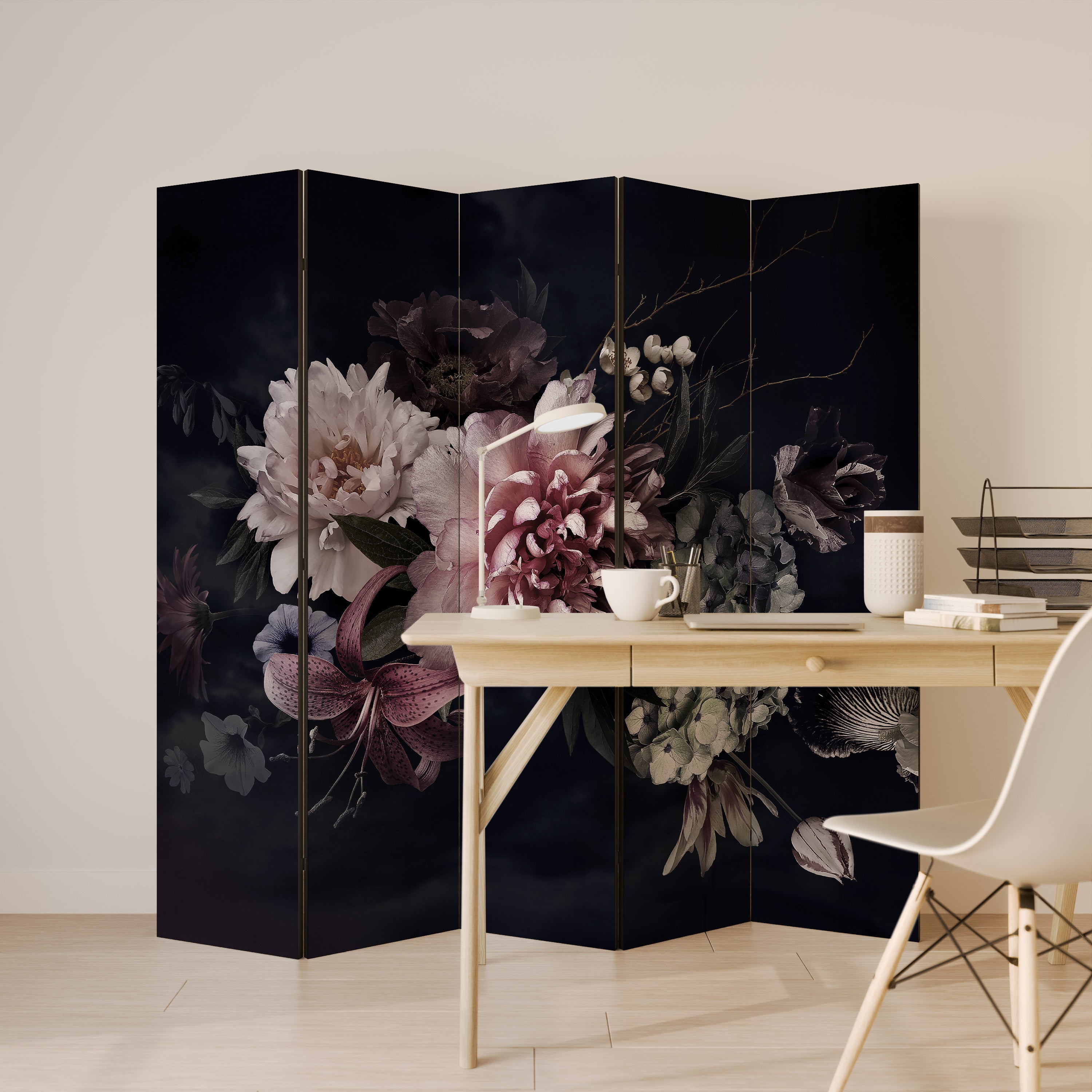 PURE BLOSSOM Decorative 5-Panel Room Divider