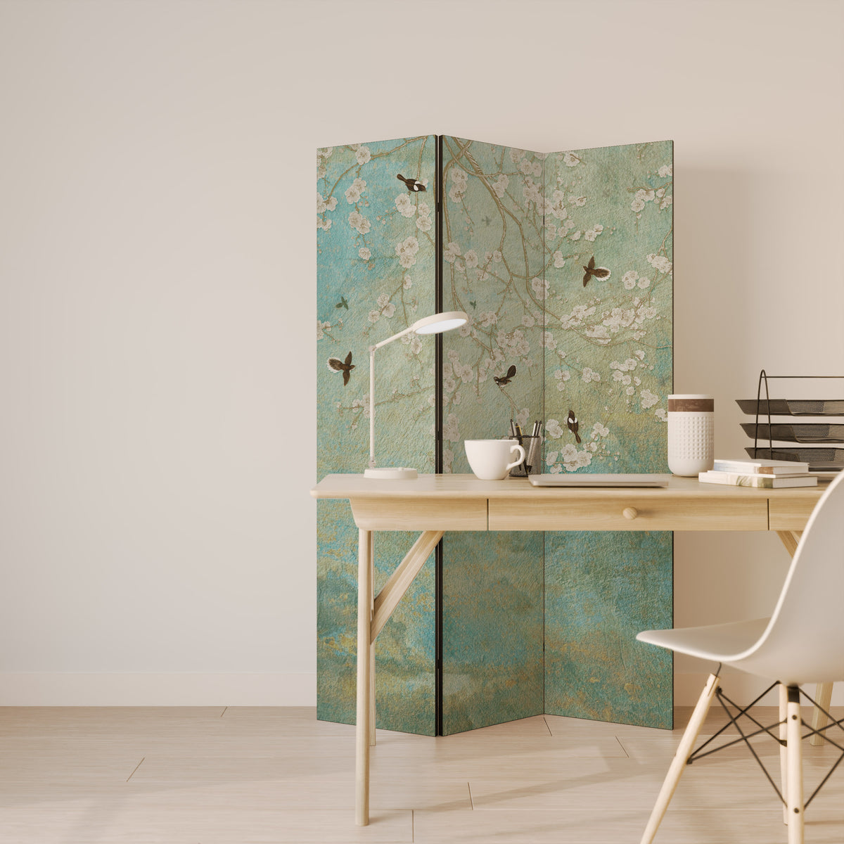 BLOOMING CHARM Biombo de 3 paneles