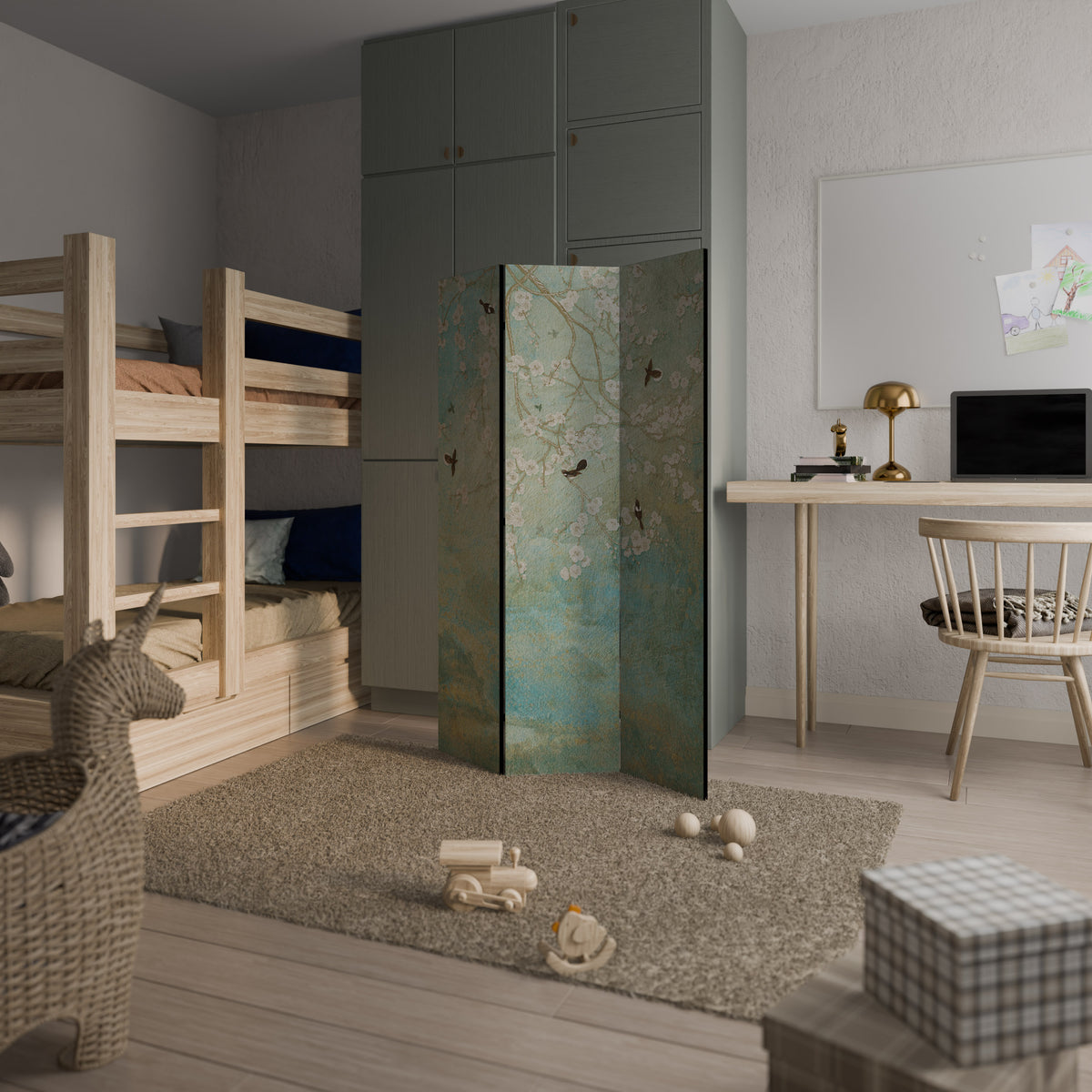 BLOOMING CHARM Biombo de 3 paneles