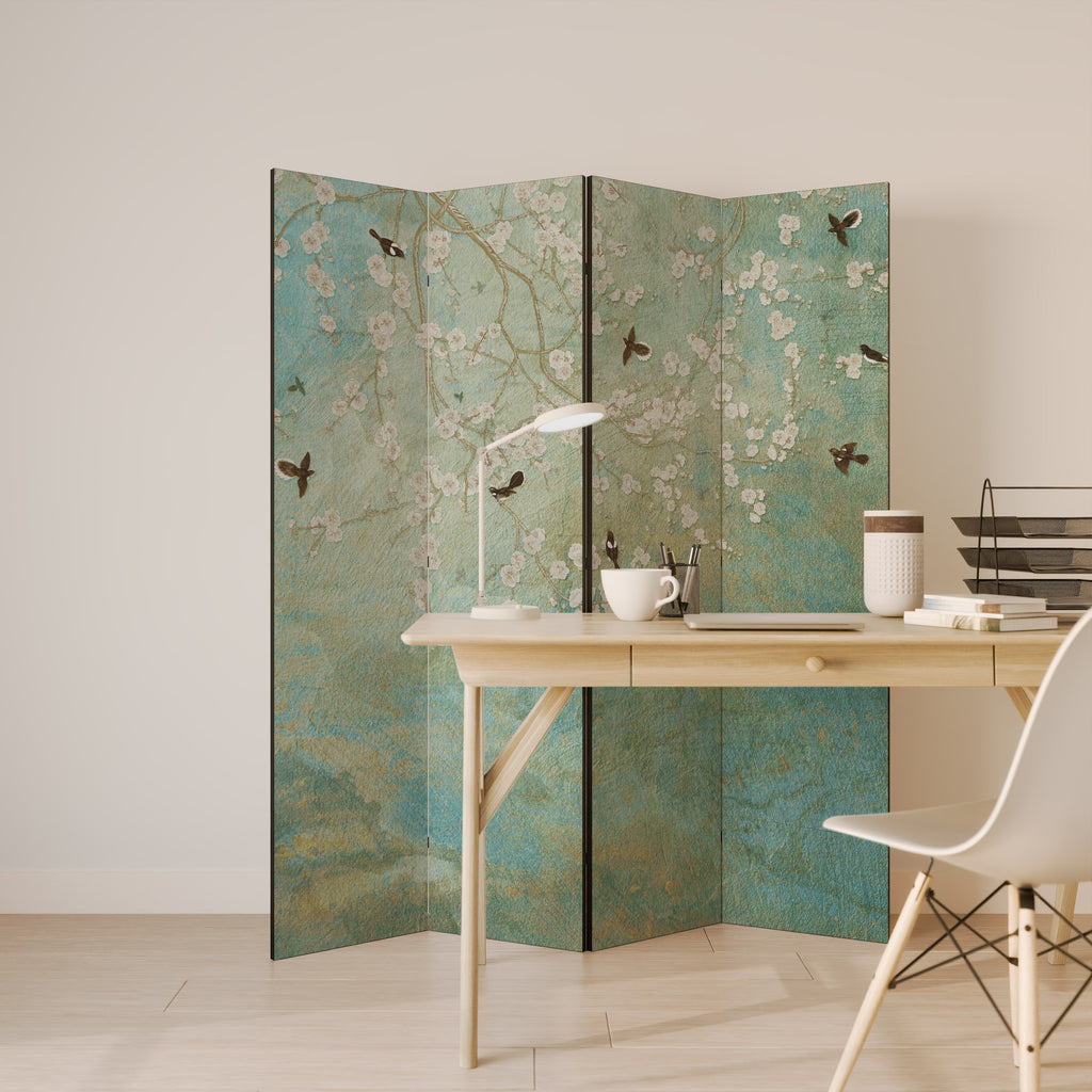 BLOOMING CHARM Decorative 4-Panel Room Divider
