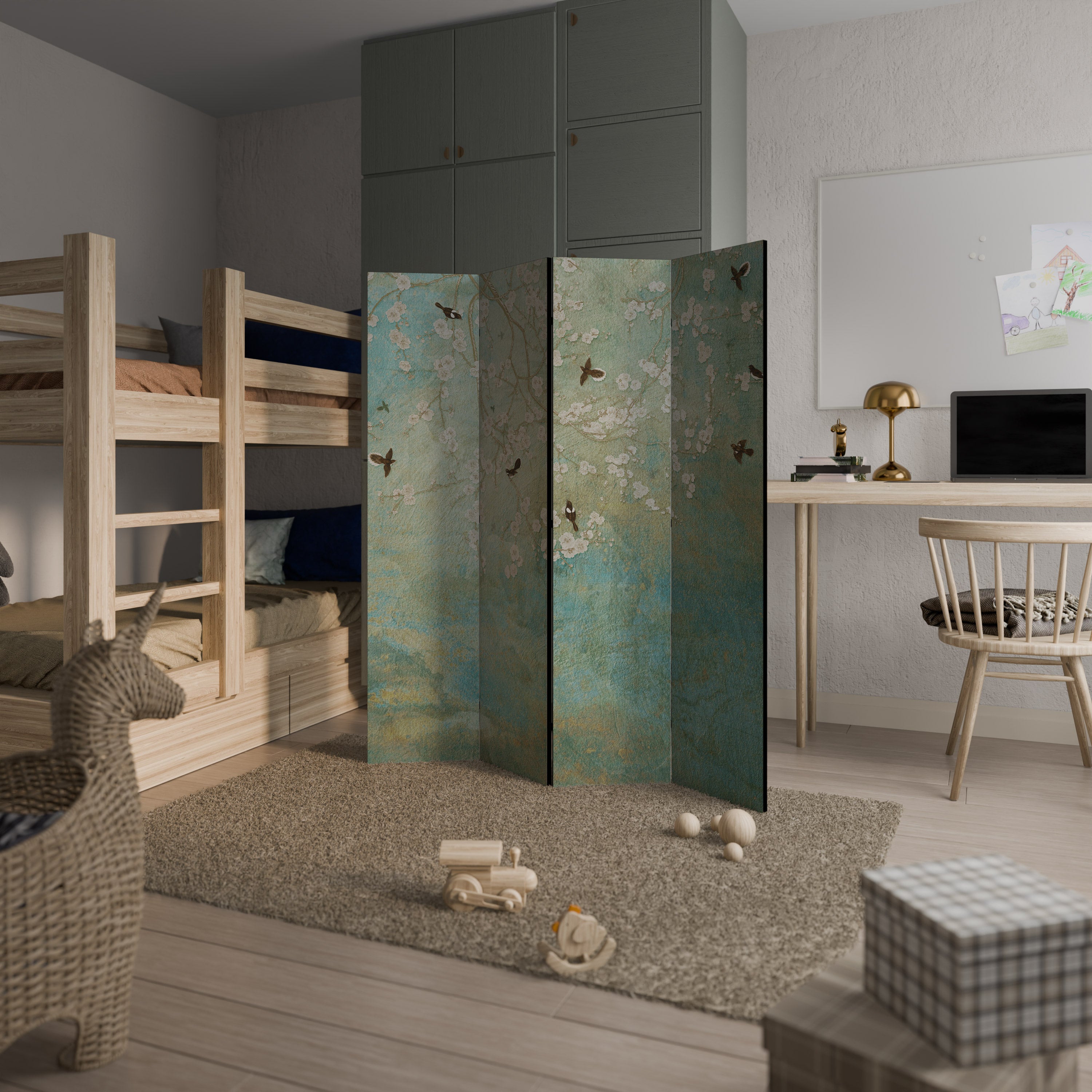 BLOOMING CHARM Decorative 4-Panel Room Divider