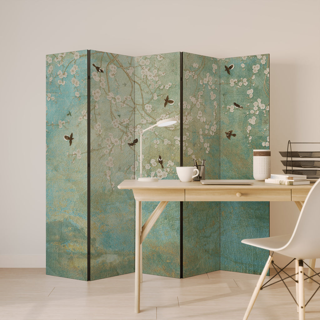 BLOOMING CHARM Decorative 5-Panel Room Divider