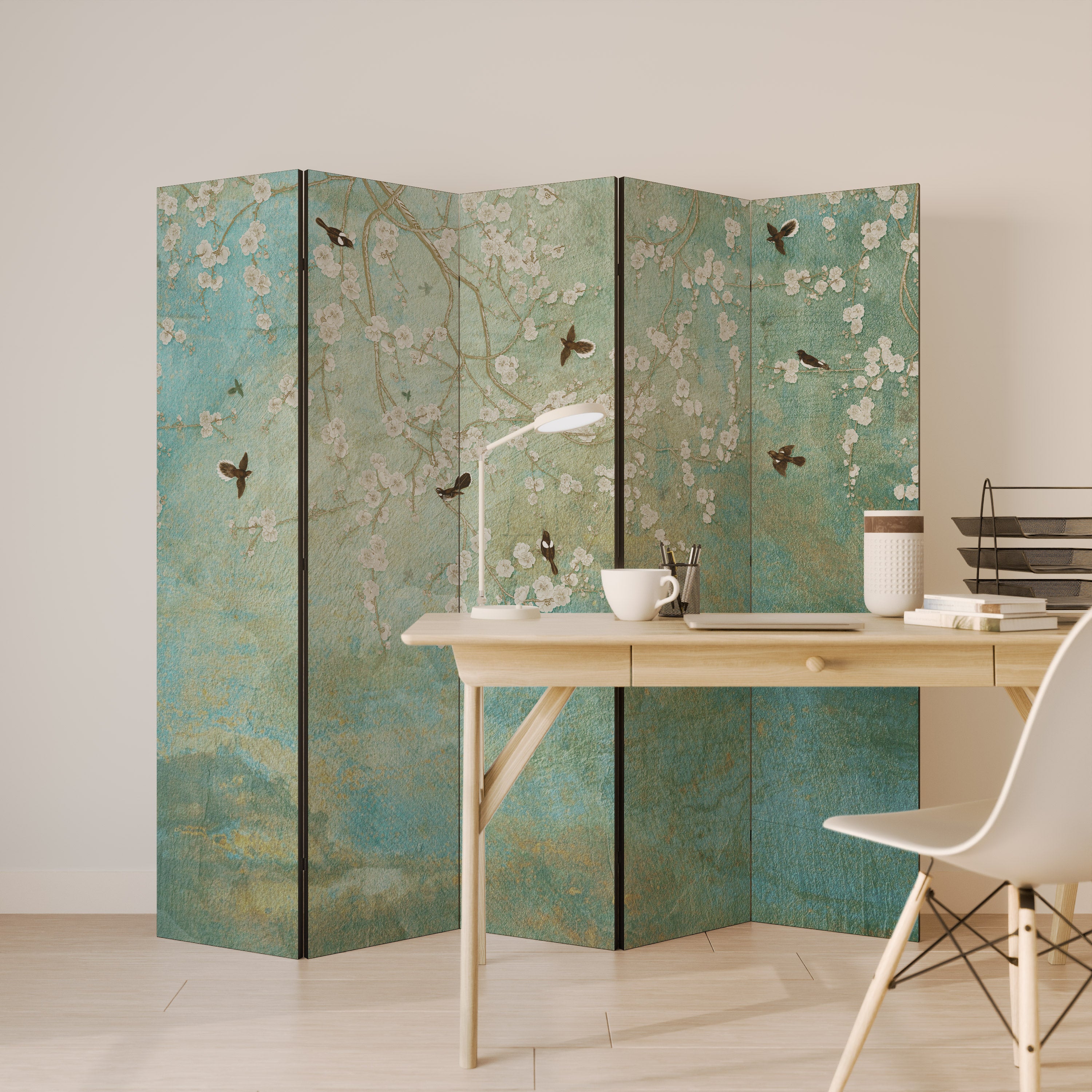 BLOOMING CHARM Decorative 5-Panel Room Divider