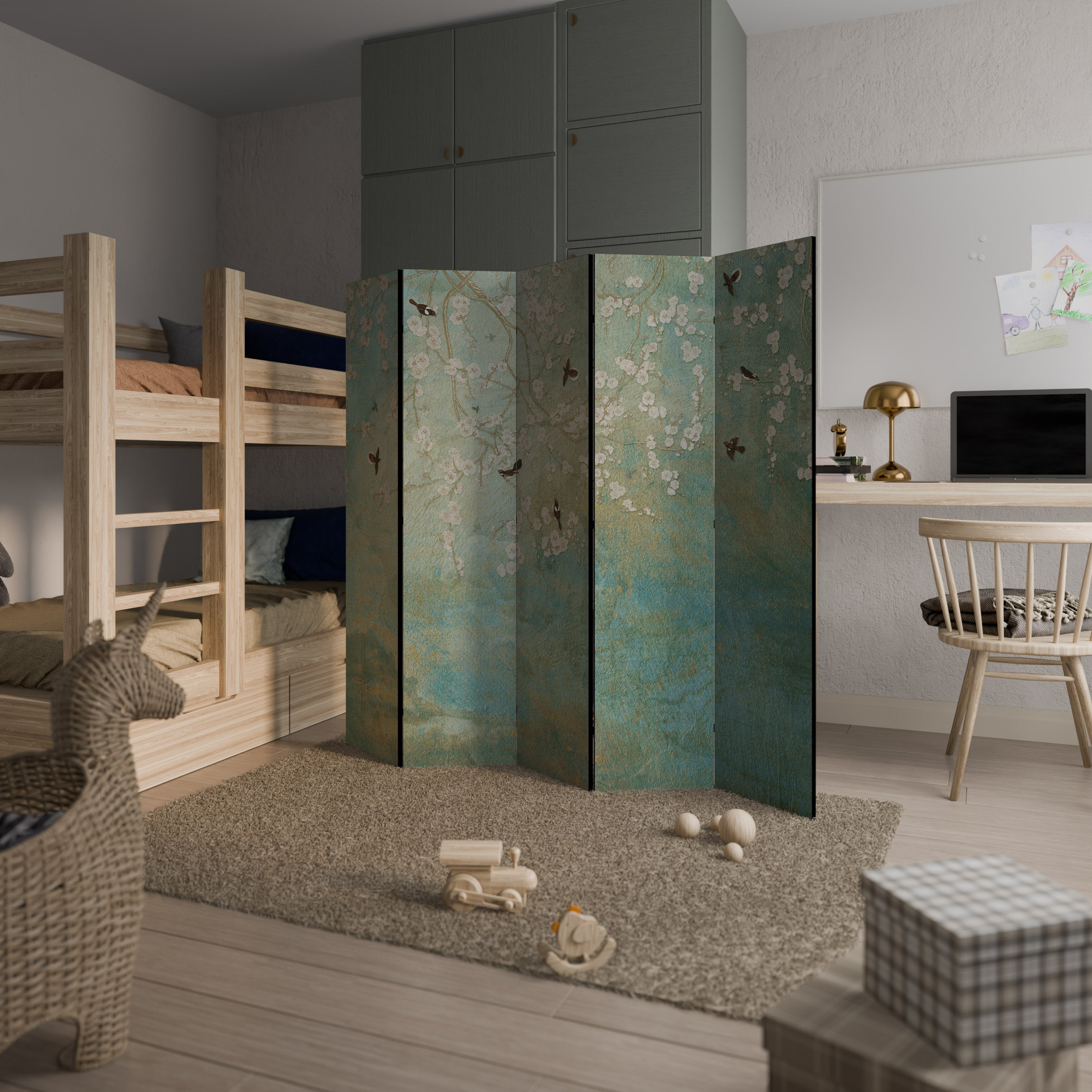 BLOOMING CHARM Decorative 5-Panel Room Divider