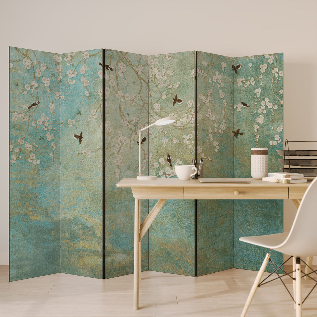 BLOOMING CHARM Biombo de 6 paneles