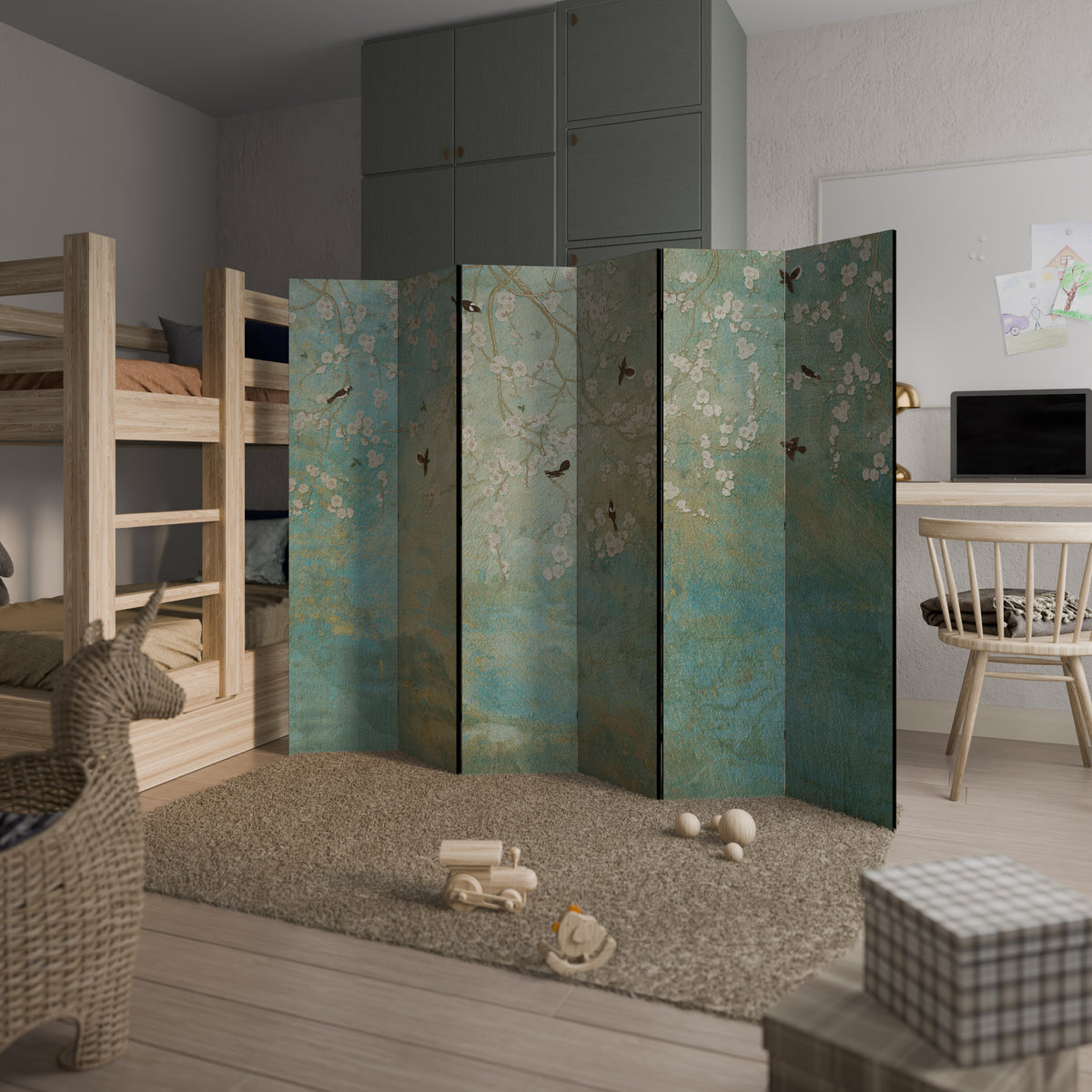BLOOMING CHARM Biombo de 6 paneles