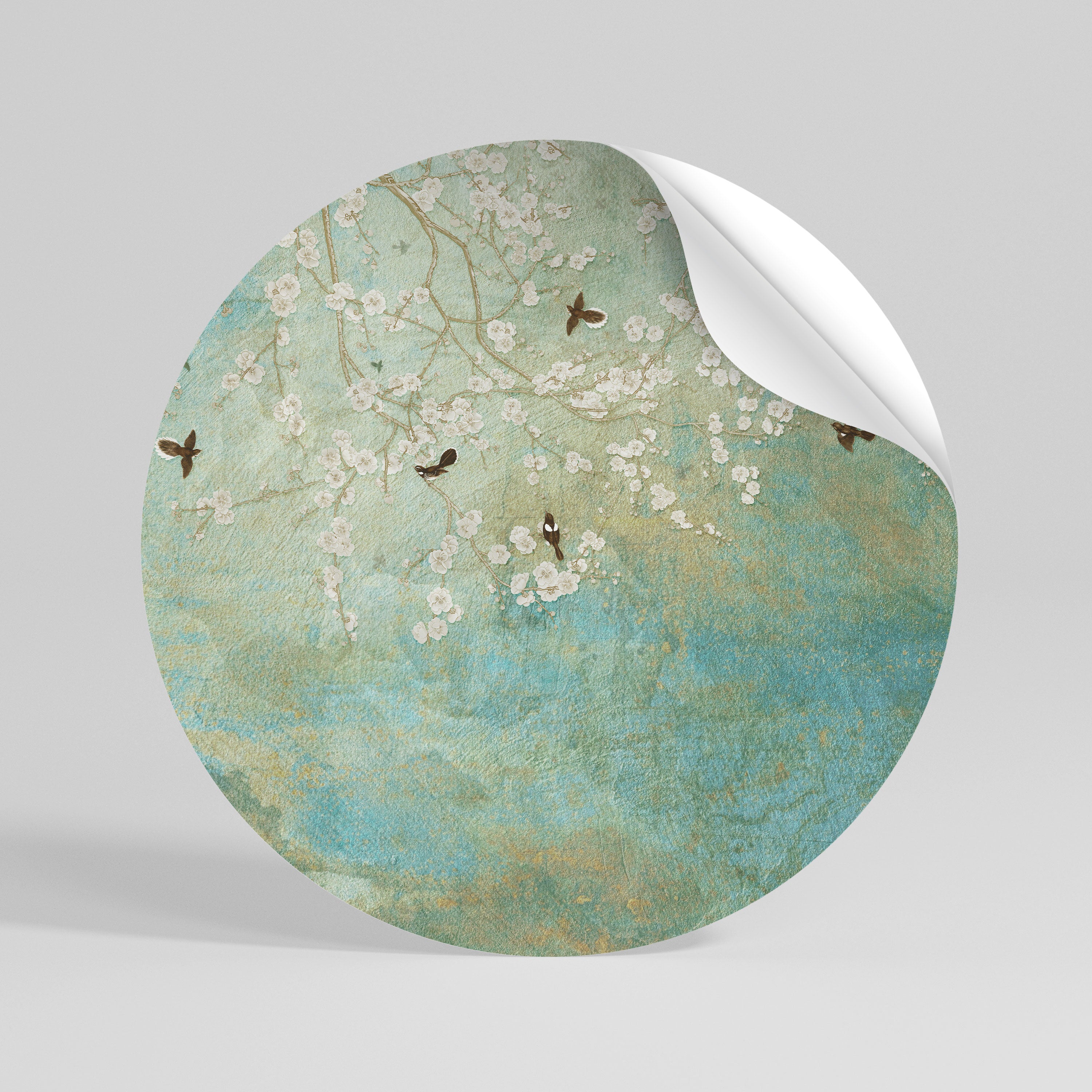 BLOOMING CHARM Peel and Stick Round Sticker