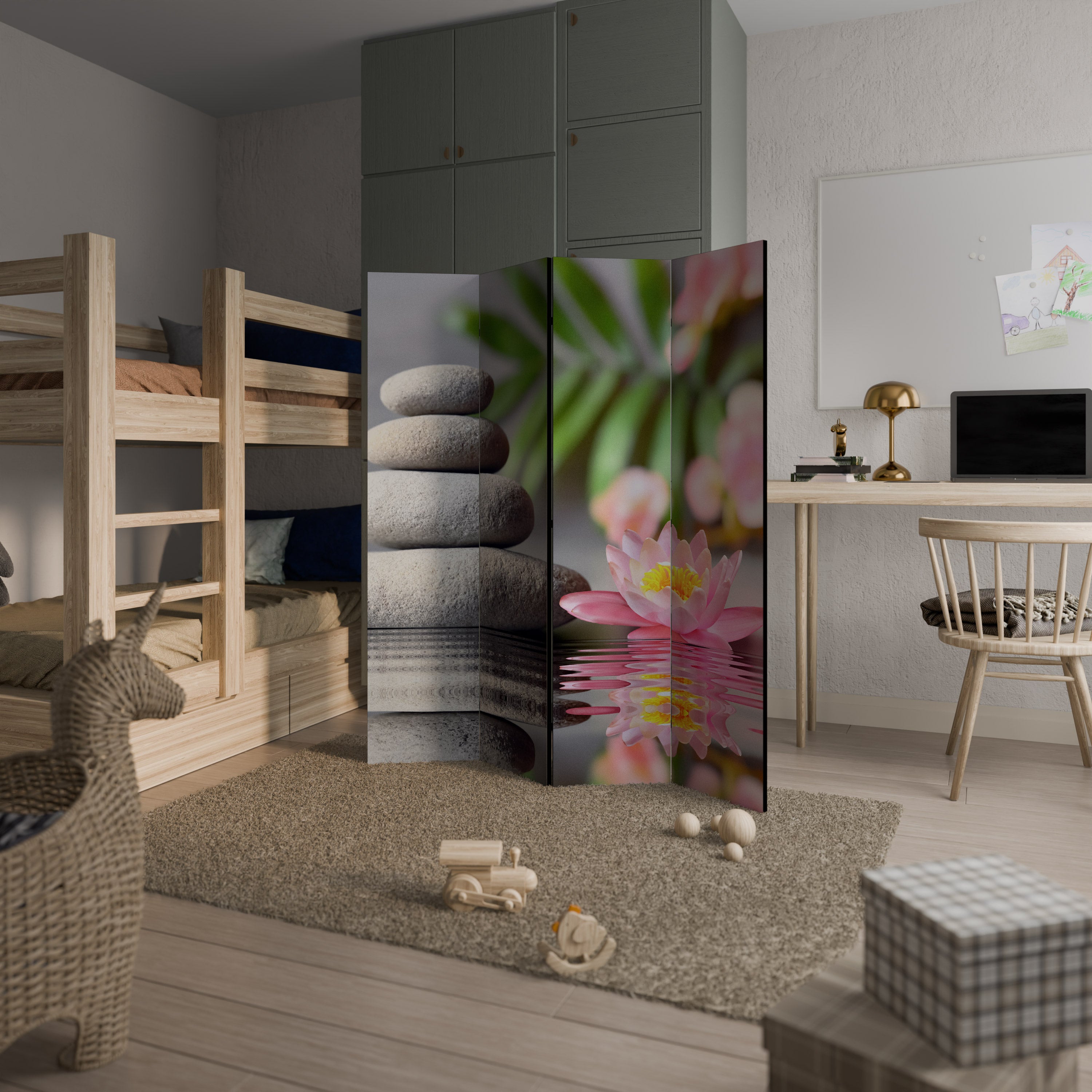 CALMING REFLECTIONS Biombo de 4 paneles