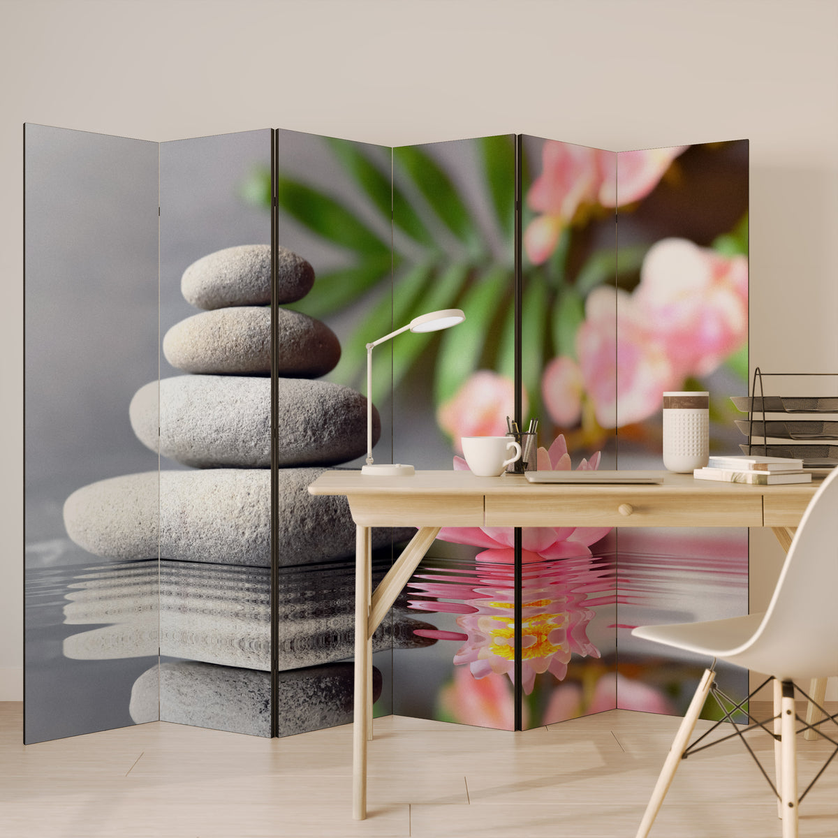 CALMING REFLECTIONS Biombo de 6 paneles