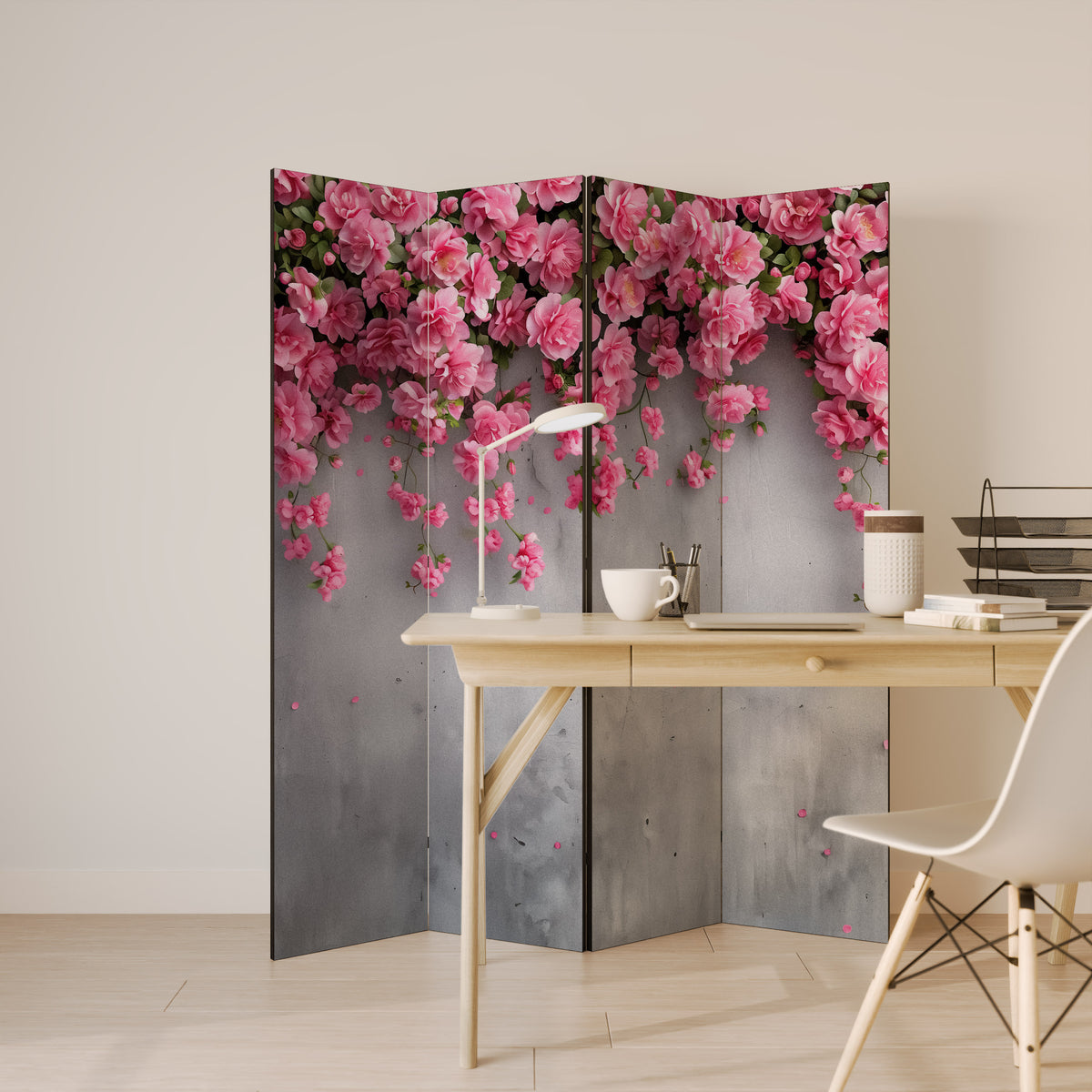 SERENE FLOWER FOLD Biombo de 4 paneles